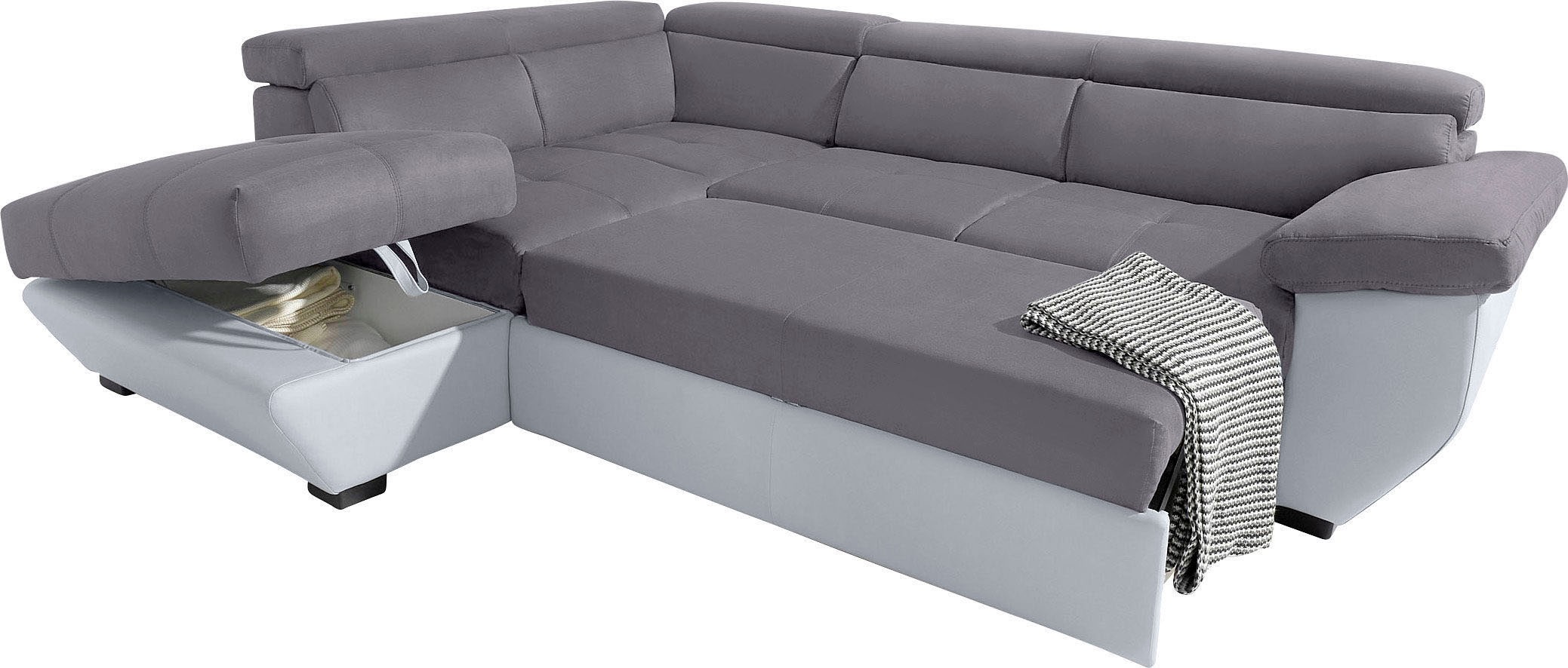 COTTA Polstergarnitur »Speedway L-Form«, (Set), Set bestehend aus: Ecksofa mit Kopfteilverstellung & Hocker