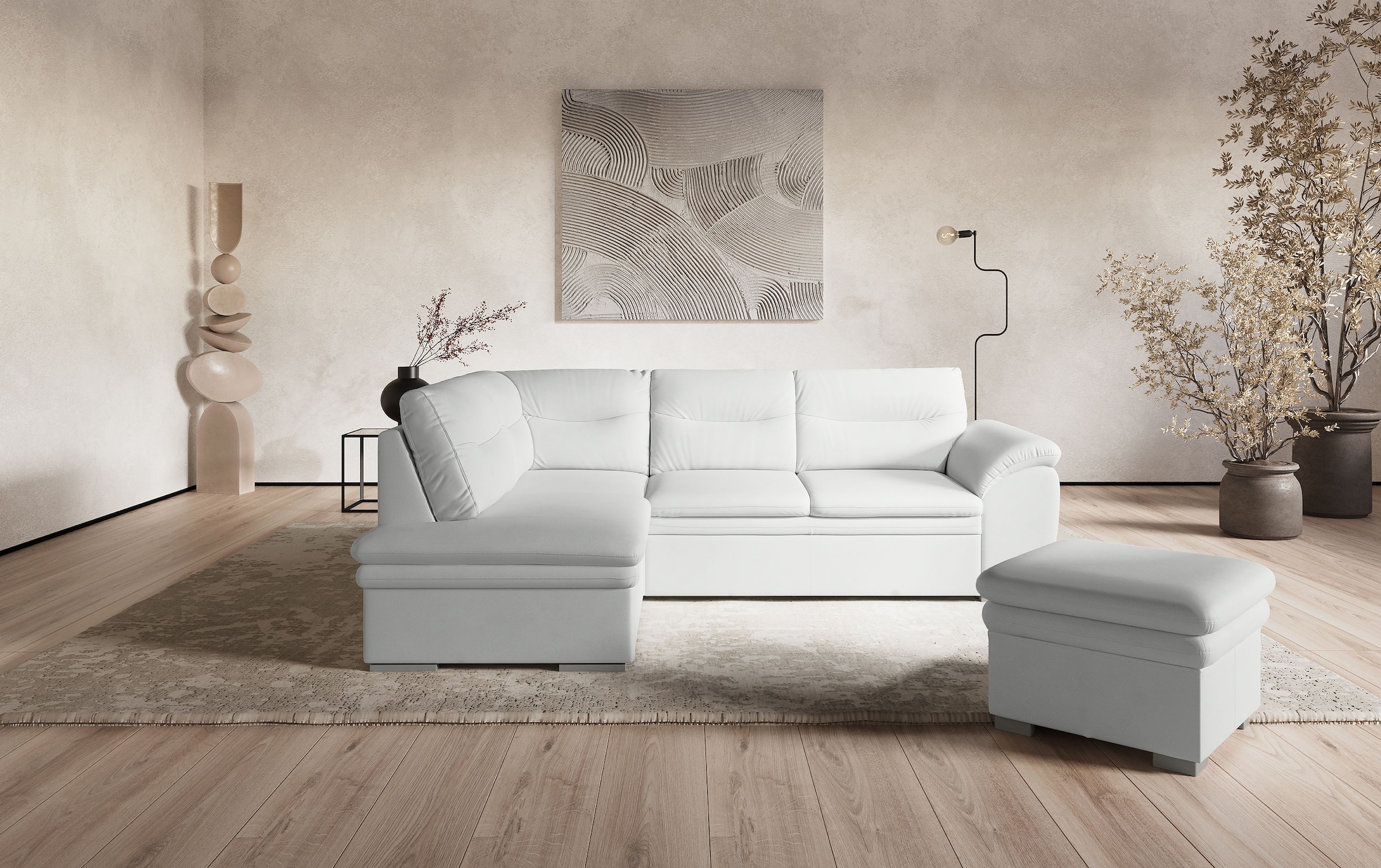 COTTA Ecksofa »Leandra L-Form«, wahlweise mit Bettfunktion & Bettkasten