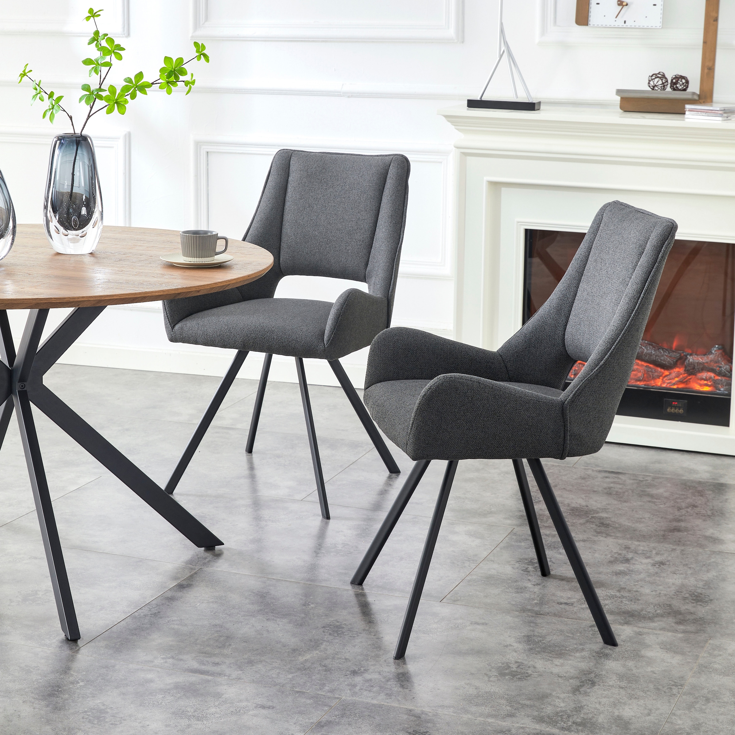 Home affaire Esszimmerstuhl »AIRDRIE, 2er Set, mit Metallgestell in matt schwarz« (Set) 2 Stk.in verschiedenen Farben, Belsatbarkeit pro Stuhl 120 kg