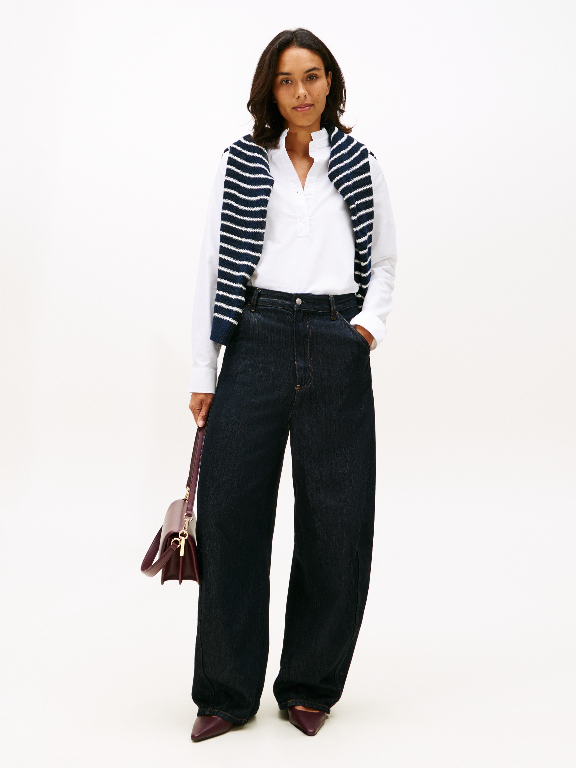 Tommy Hilfiger Langarmbluse »OXFORD RUFFLE NECK SHIRT« mit Rüschen Detail