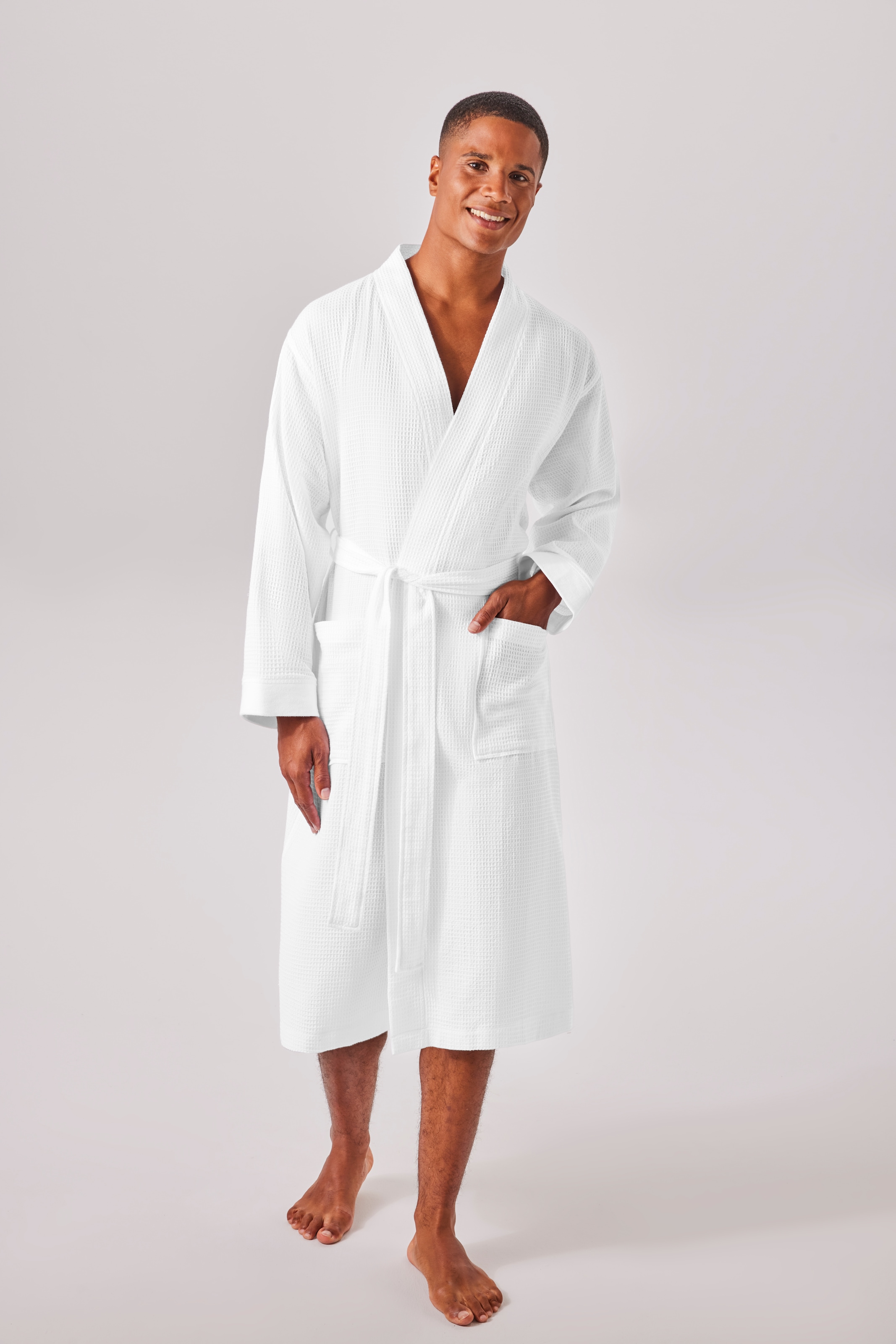 my home Unisex-Bademantel »Vanessa, ideal für Sauna & Spa, Hotelbademantel, Morgenmantel«, 1 Stk. Taschen, Damen & Herren, Waffelpiqué, sehr leichte Qualität, S-3XL