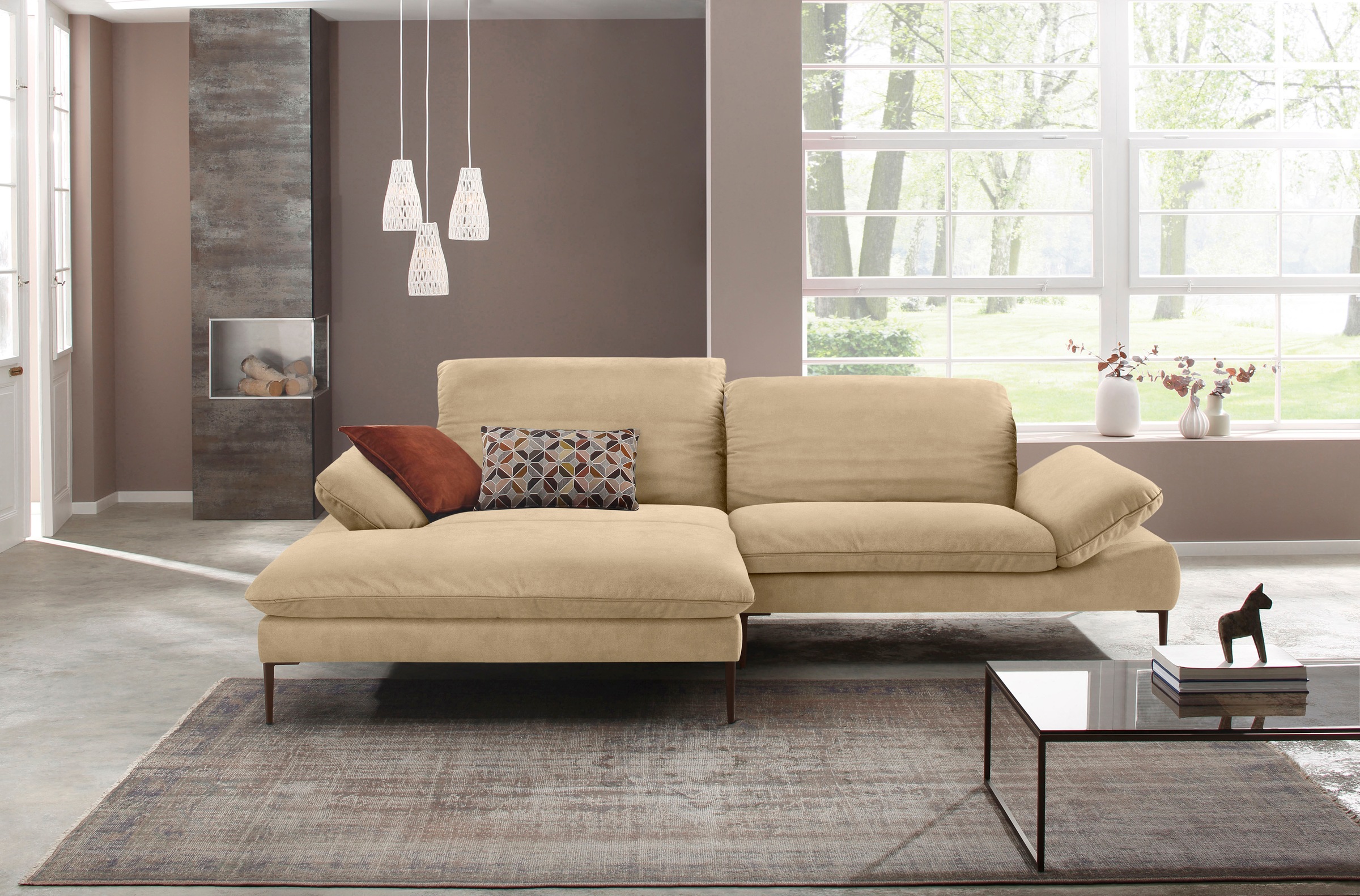 W.SCHILLIG Ecksofa »enjoy&MORE, Designsofa, elegant und bequem, L-Form«, Sitztiefenverstellung, Füße bronze pulverbeschichtet, Breite 294 cm