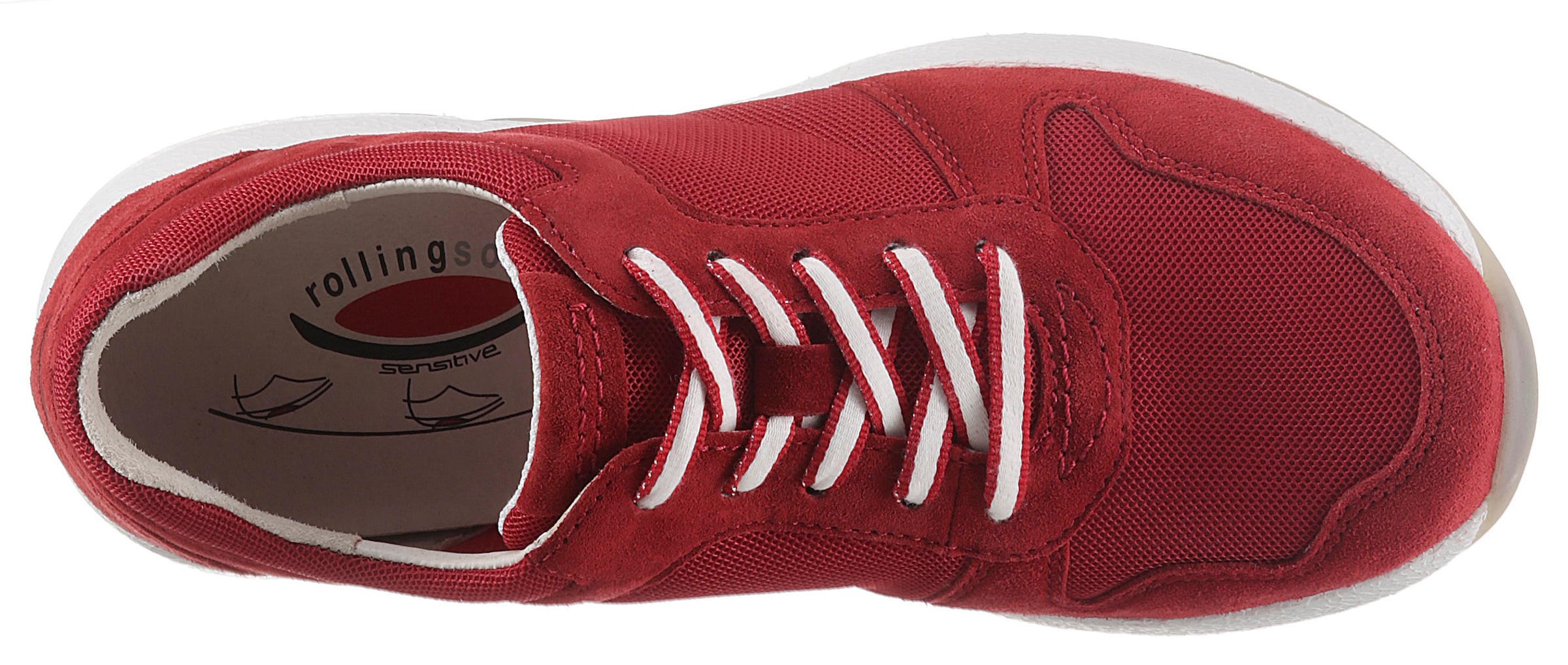 Gabor Rollingsoft Keilsneaker  , Freizeitschuh, Halbschuh, Schnürschuh im sommerlichem Materialmix