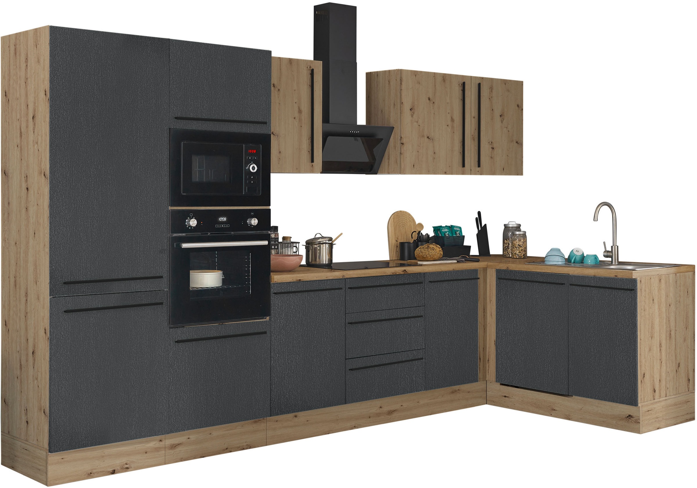 KOCHSTATION Winkelküche "Florida, Stellbreite 340x175 cm" wahlweise mit E-G günstig online kaufen