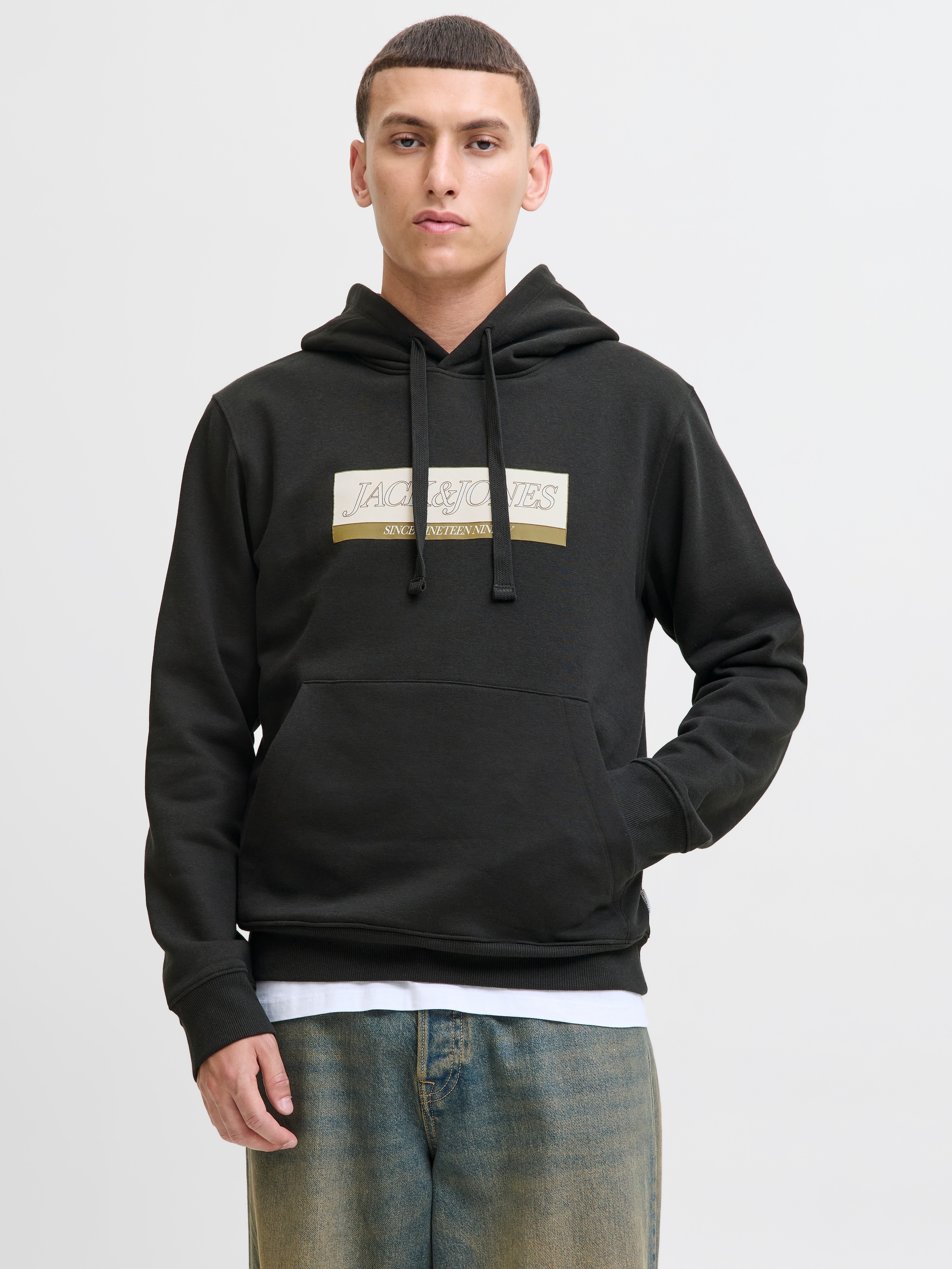 Jack & Jones Kapuzensweatshirt »JORINWOOD BLOCK BRANDING SWEAT HOOD«
