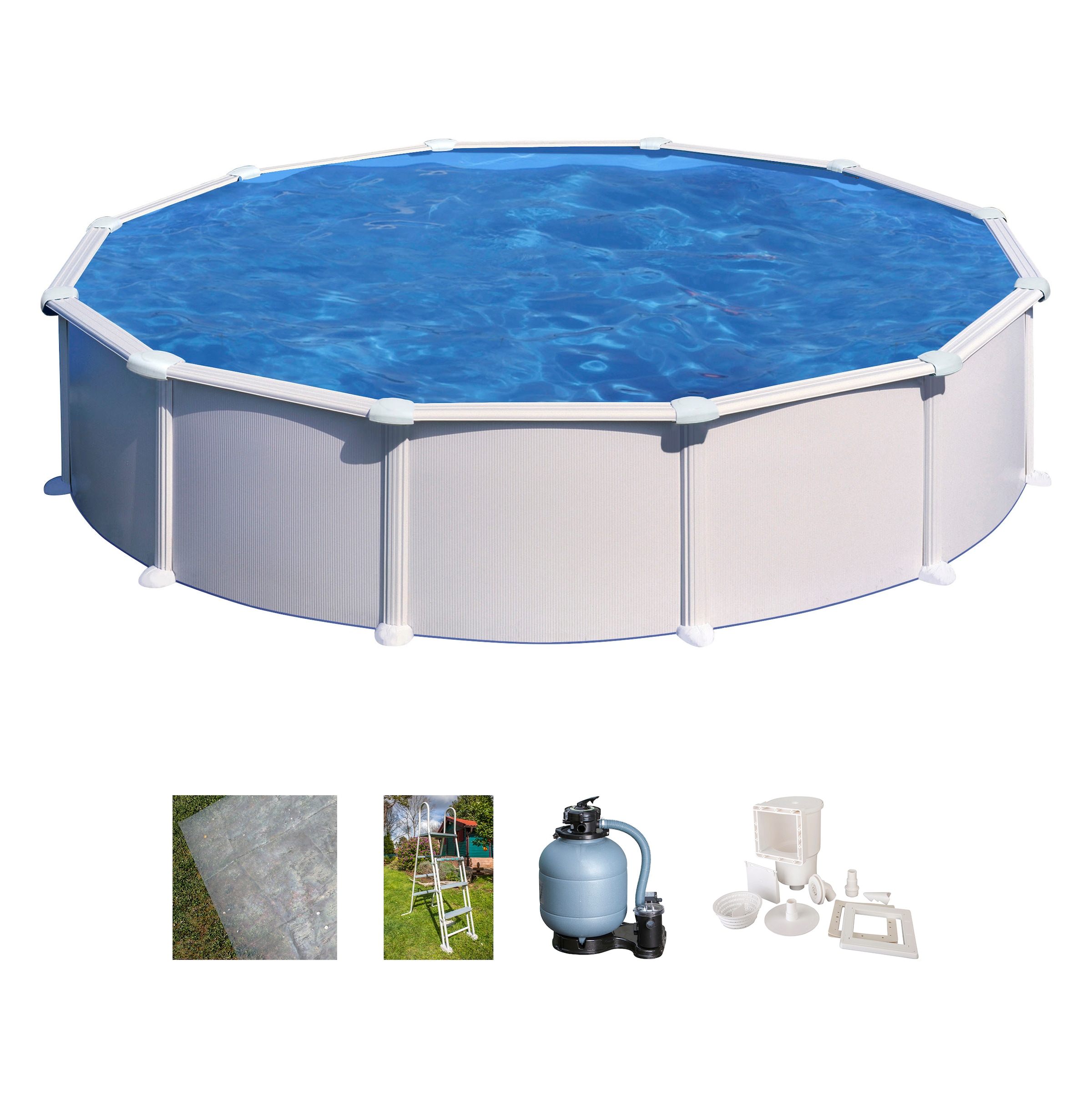 Gre Rundpool »ATLANTIS inkl. Zubehör«, (Set, 5 tlg.), Höhe: 132 cm, in versch. Größen