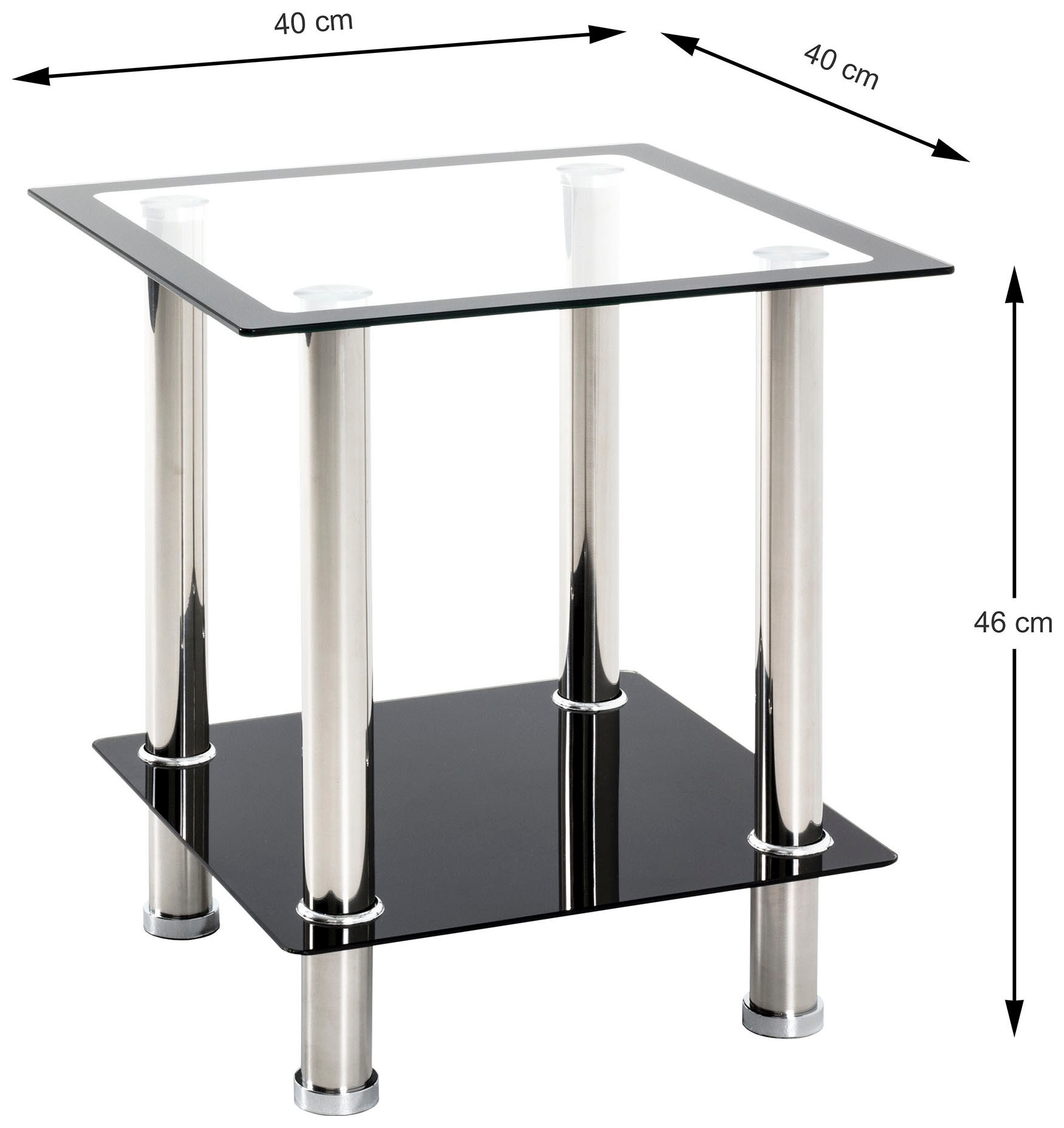 HAKU Beistelltisch »Sofatisch, Wohnzimmertisch« 1 Stk. tlg. quadratisch - aus Edelstahl Silber B/T/H 40/40/46 cm