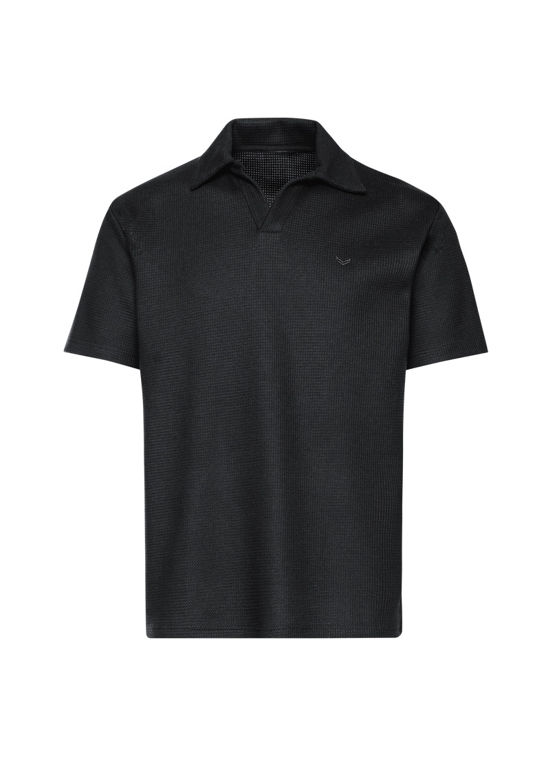 Trigema Poloshirt »TRIGEMA Oversized Poloshirt ohne Knopfleiste in Waffeloptik« 1 Stk. tlg.