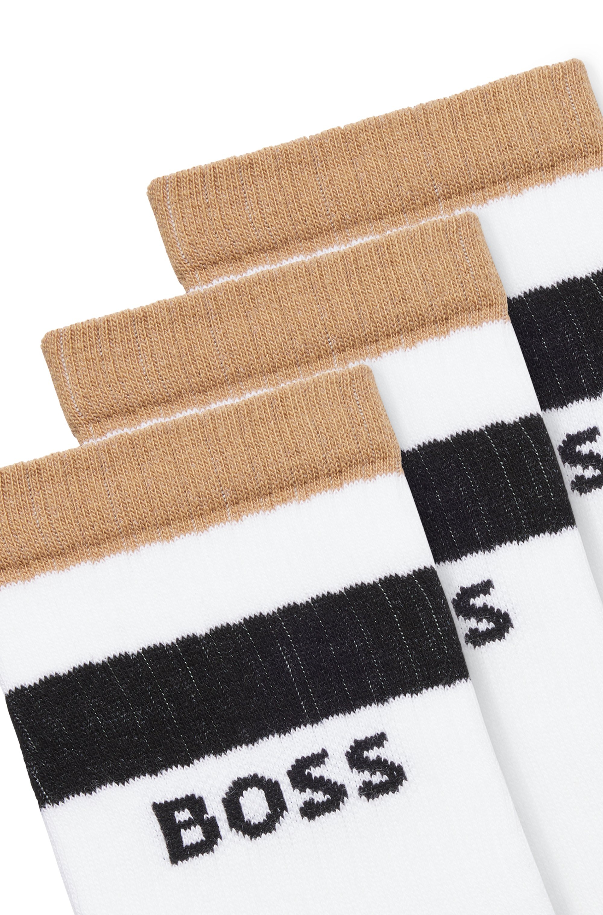 BOSS Kurzsocken »3P QS Rib Iconic CC«, (3 Paar), mit Rippstruktur, Ferse und Zehen verstärkt