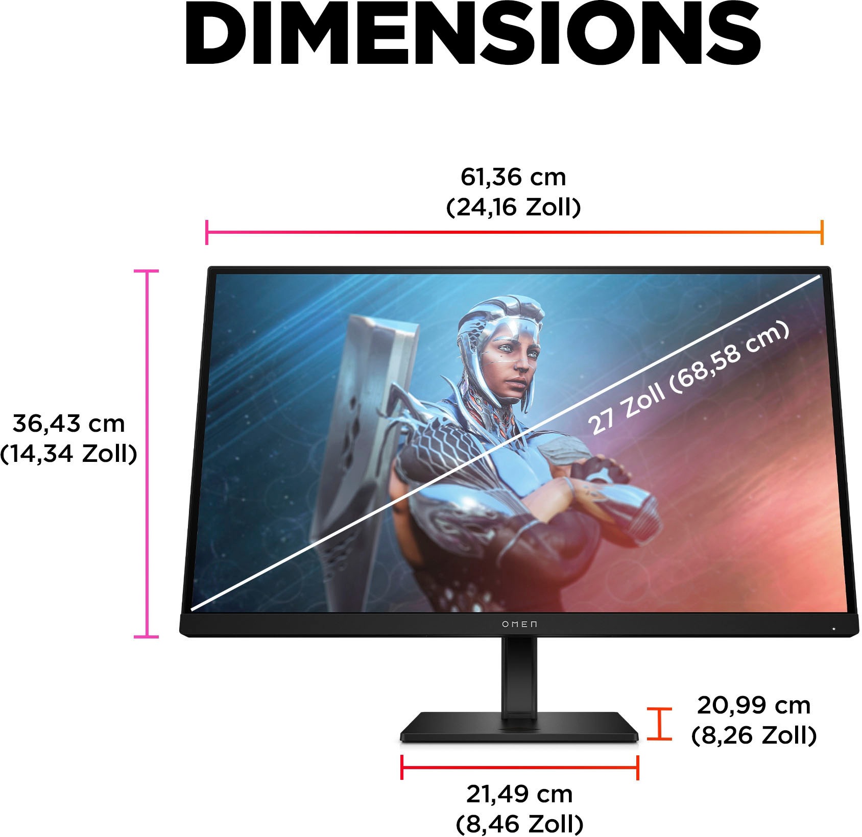 HP Gaming-Monitor »OMEN 27 (HSD-0155-A)«, 68,6 cm/27 Zoll, 1920 x 1080 px, Full HD, 1 ms Reaktionszeit, 165 Hz