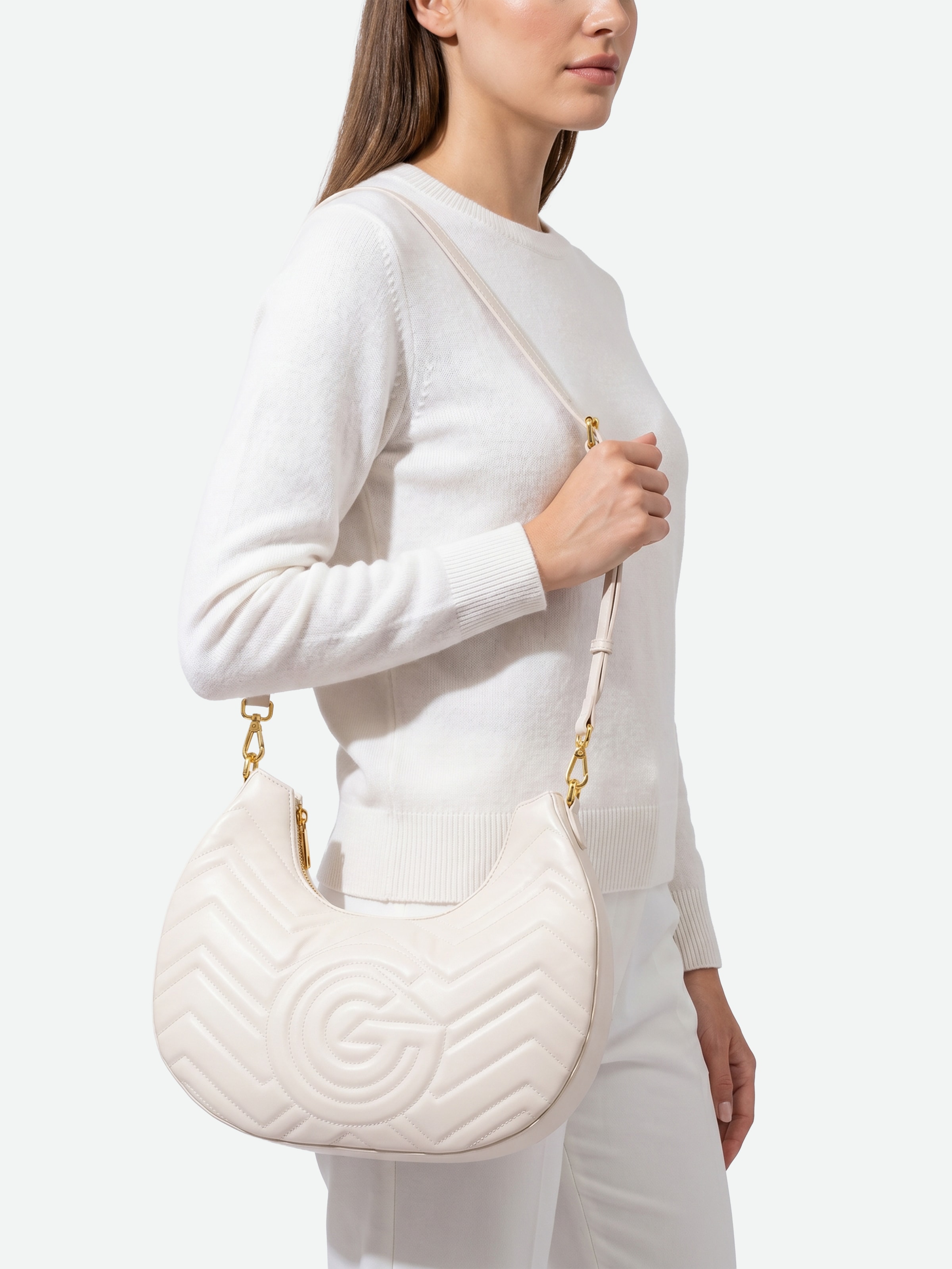 Gabriella GUCCI Hobo »JENNIFER« Damen Henkeltasche, Schultertasche, Umhängetasche mit vielen Details