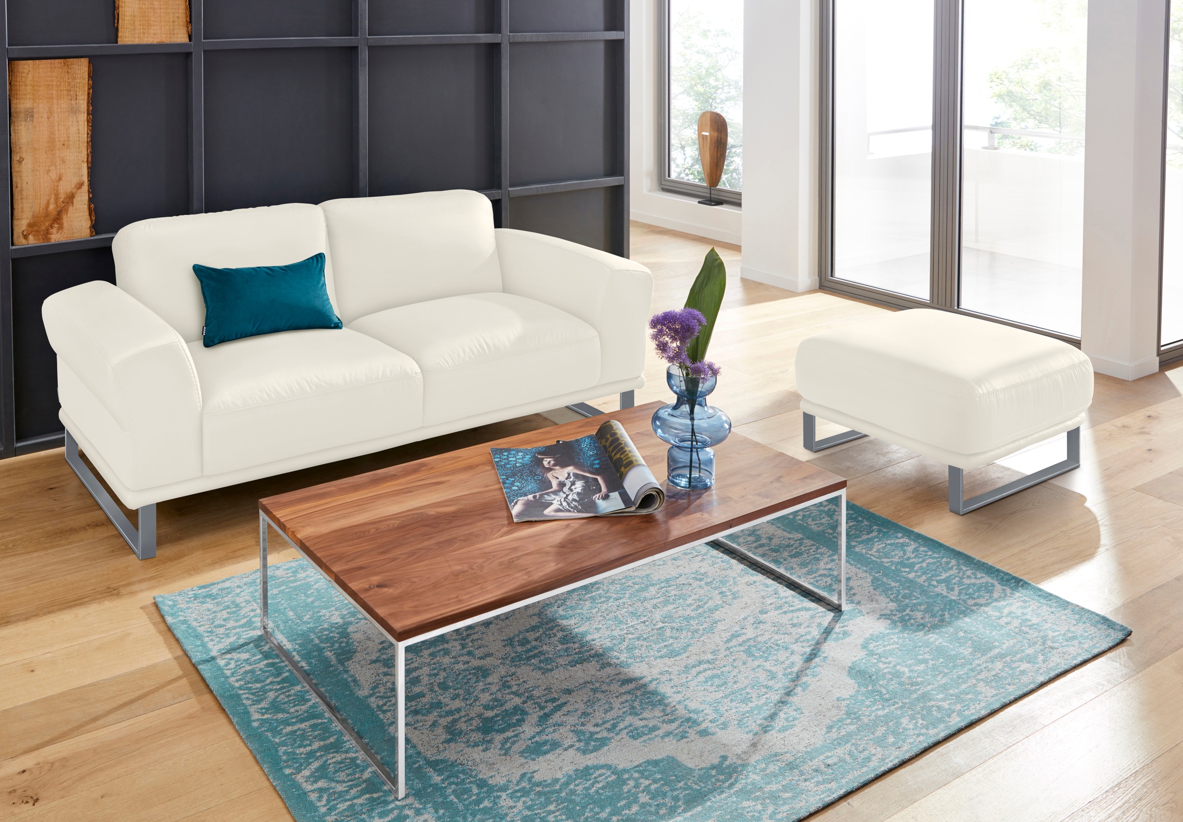 W.SCHILLIG Hocker »montanaa«, mit Metallkufen in Silber matt, Breite 71 cm