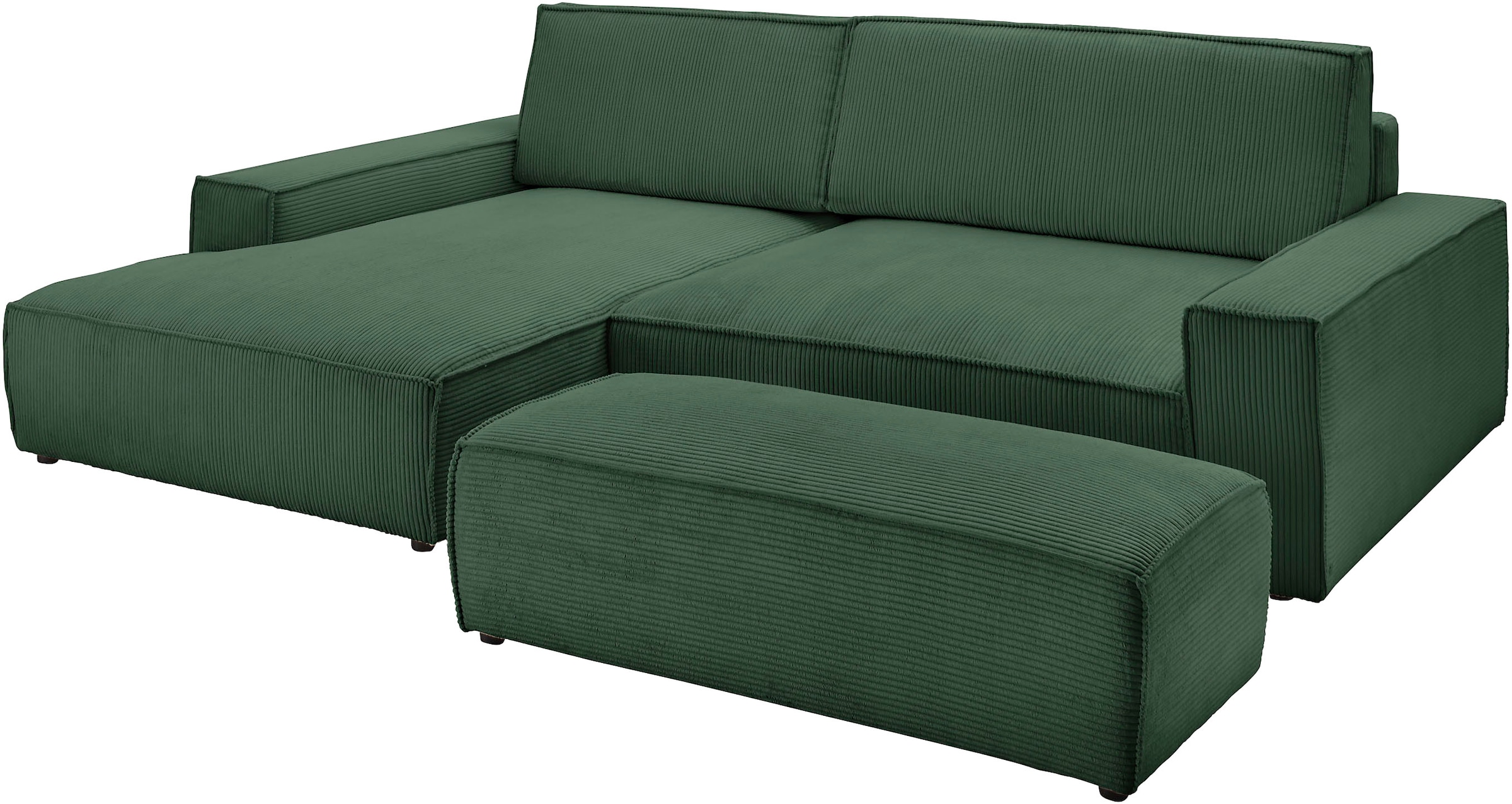 Home affaire Polsterecke »NEU: SHERWOOD XXL tief, L-Form mit Schlaffunktion, Big-Sofa mit Hocker«, (Set, 2 St.), stellbar zum Schlafsofa (Krokodilverbinder), Cord, Leinenoptik