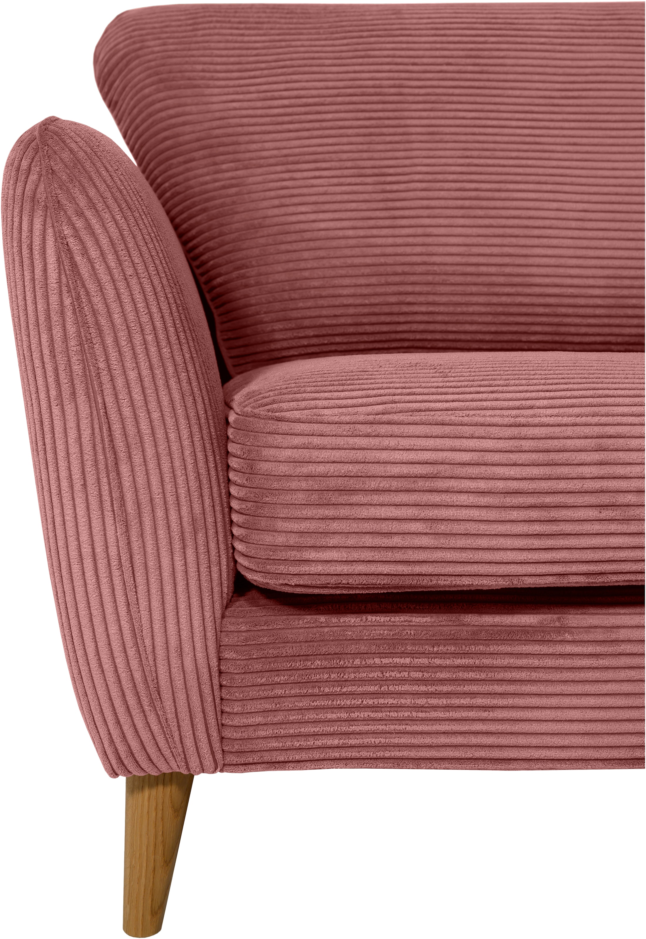 Home affaire 2-Sitzer »MARSEILLE Kompaktsofa 170 cm, Cord, Flachgewebe, Struktur, Webstoff«, Massivholzbeine Eiche, Landhausstil, Wellenunterfederung