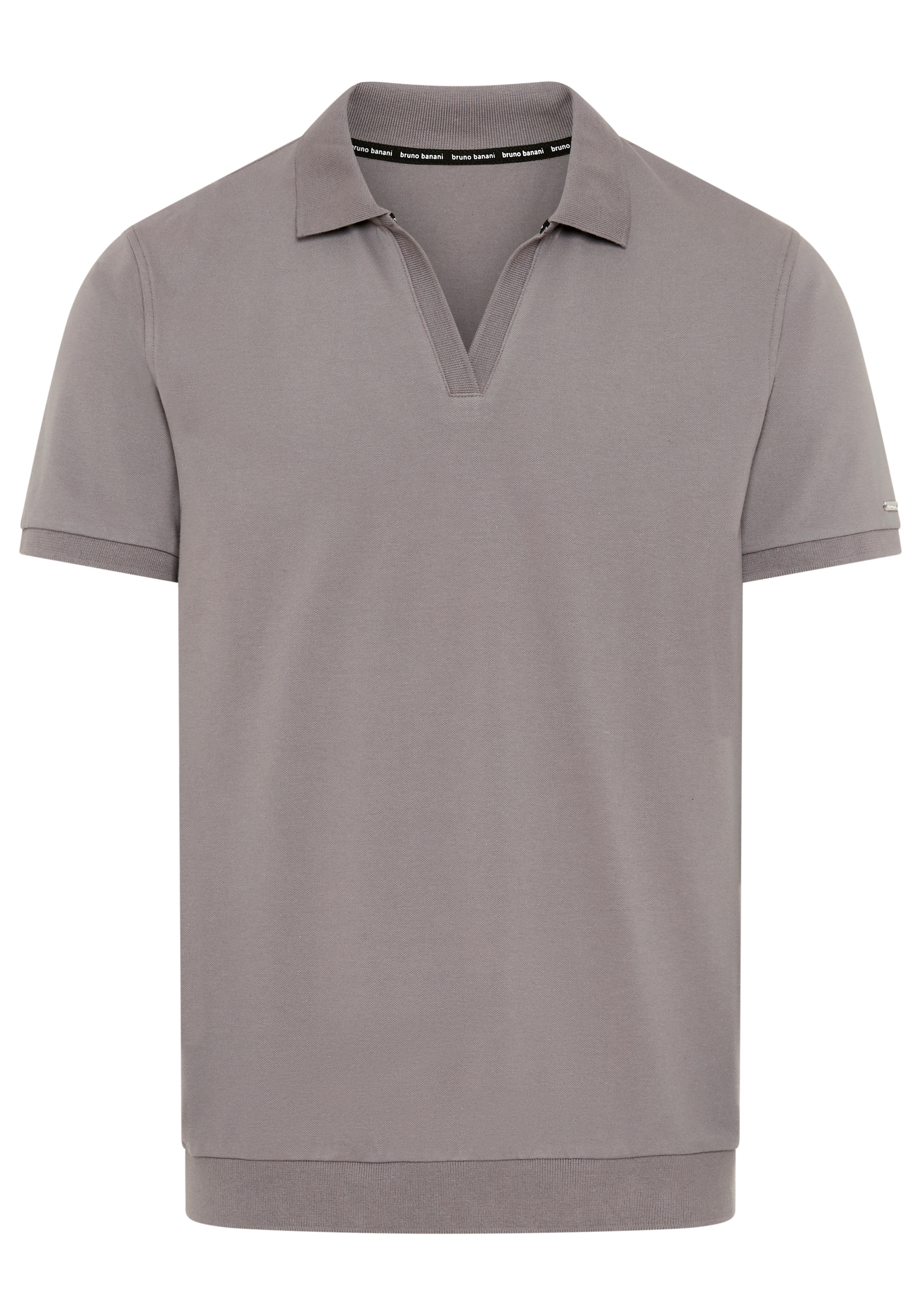 Bruno Banani Henleyshirt schmale Passform, Kurzarm, V-Ausschnitt und Polokragen, unifarben