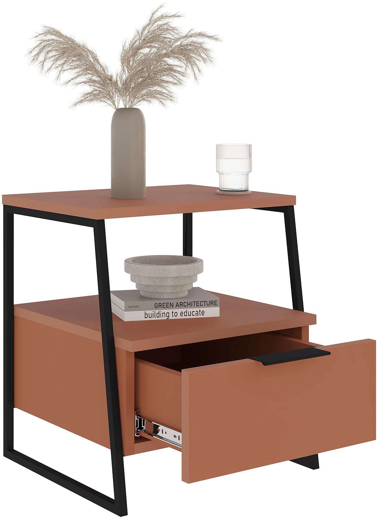 Decortie Nachttisch »PAL NACHTTISCH MIT SCHUBLADEN«, (Packung, 1 St.), Naturfreundlich, Leichte Montage, Lagerung, Platzsparend