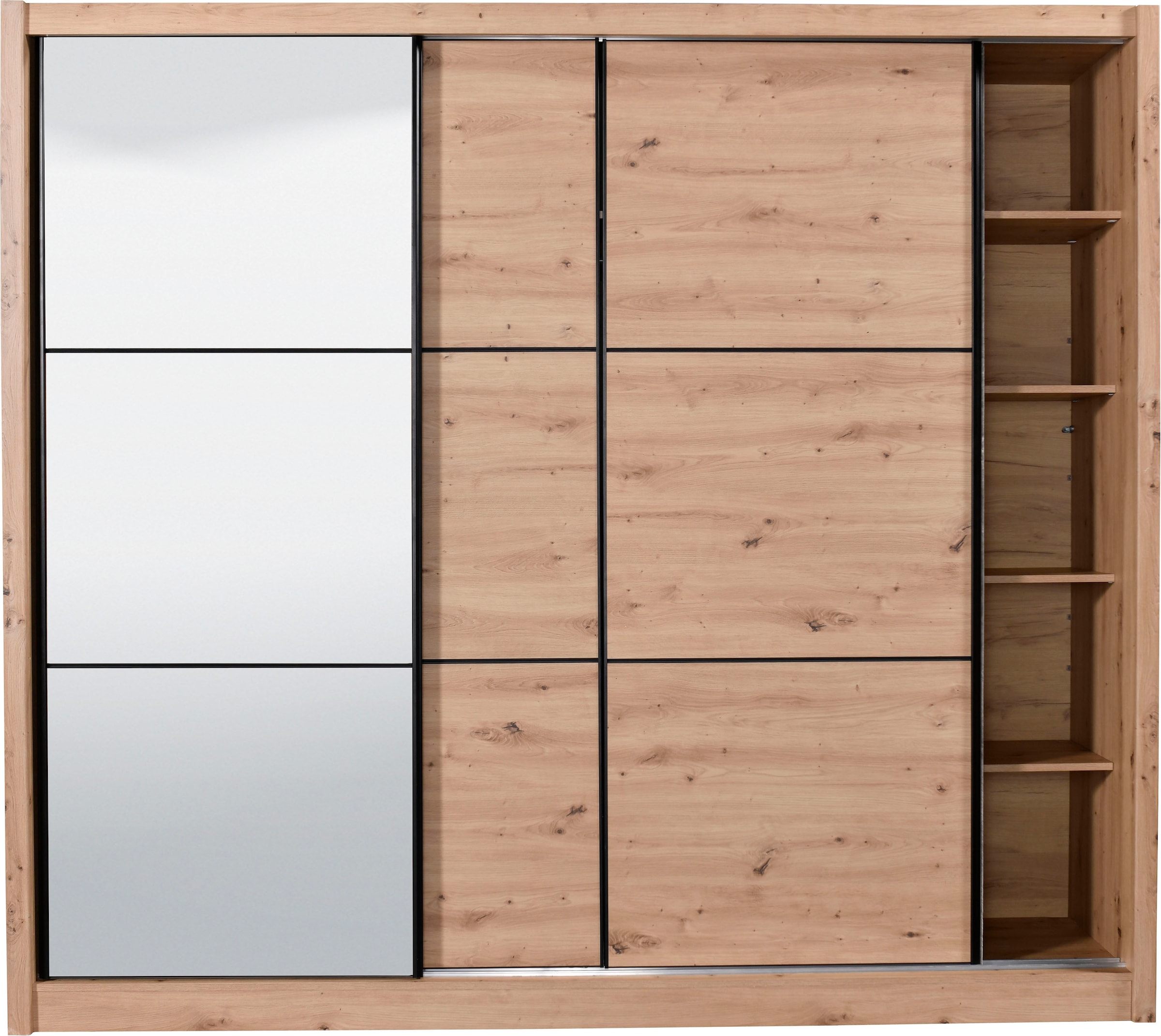 INOSIGN Schwebetürenschrank »Navara Kleiderschrank mit Spiegel Wäscheschrank Garderobe«, mit großzügiger Innenausstattung, FSC®-zertifiziert, in 3 Breiten