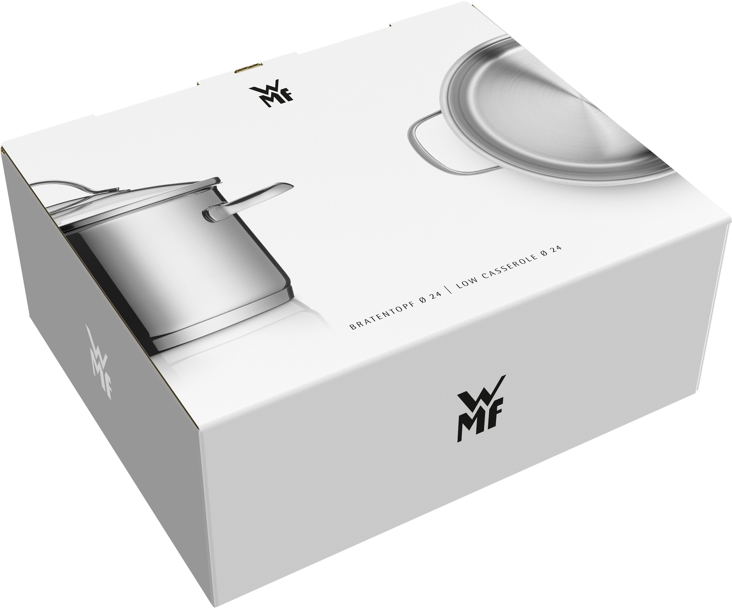 WMF Bratentopf »Provence Plus«, Cromargan® Edelstahl Rostfrei 18/10, (2 tlg.), hochwertiger Glasdeckel, TransTherm-Allherdboden, Schüttrand