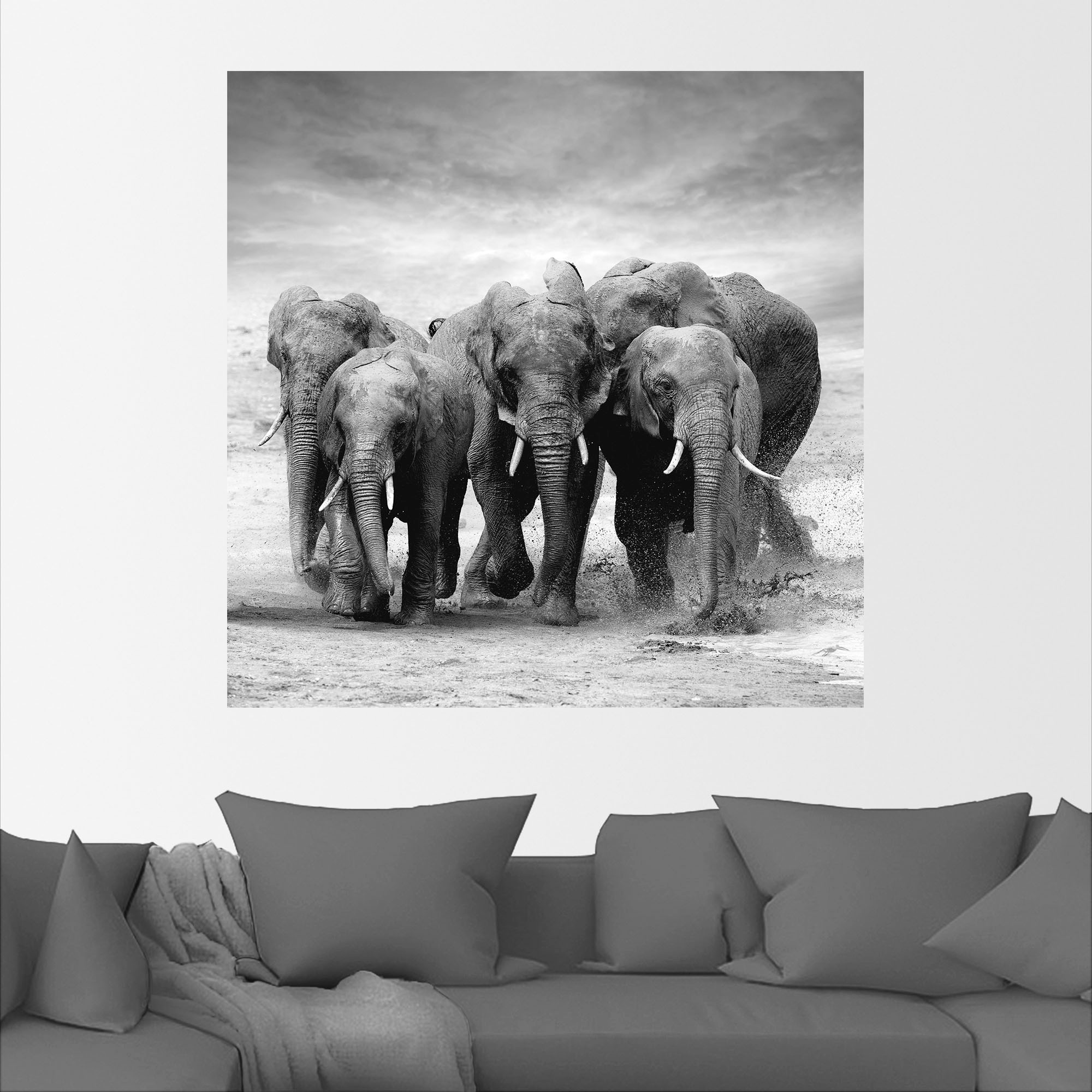 Artland Wandbild »Elefanten«, Wildtiere, (1 St.), als Leinwandbild, Poster, günstig online kaufen