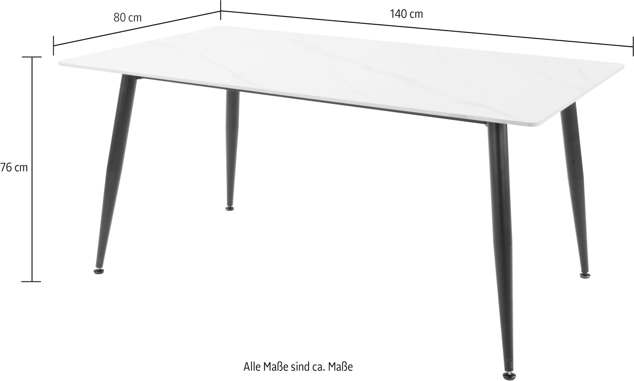 Home affaire Essgruppe »ALIZIA«, (Set, 5 tlg.), Tisch gesinterter Stein 140 cm, Flachgewebe, Belastbarkeit 120 KG