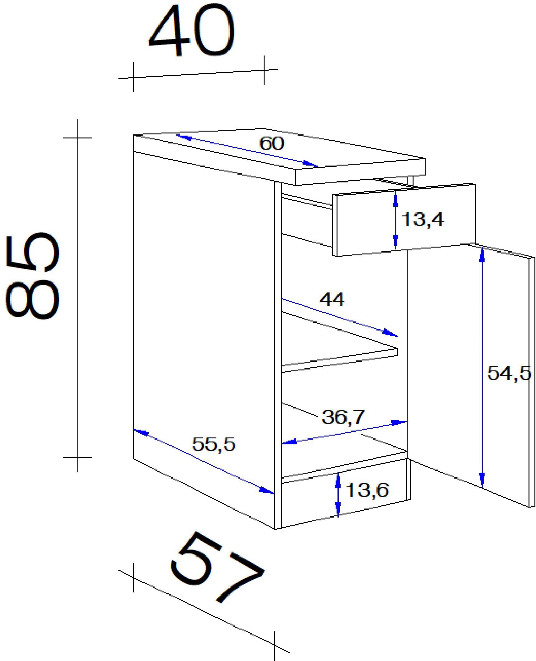 Flex-Well Unterschrank »Nano« (B x H x T) 40 x 85/86 x 60 cm