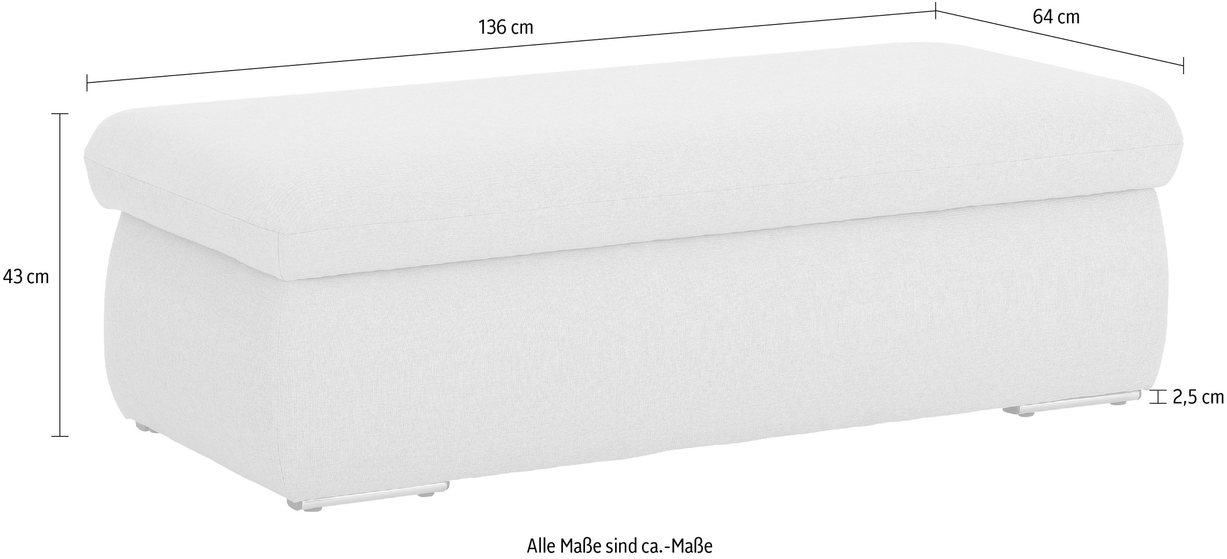 INOSIGN Polsterhocker »Avesa«, Mit großem Staufach, passend zur Serie "Avesa", B/T/H: 136/64/43 cm