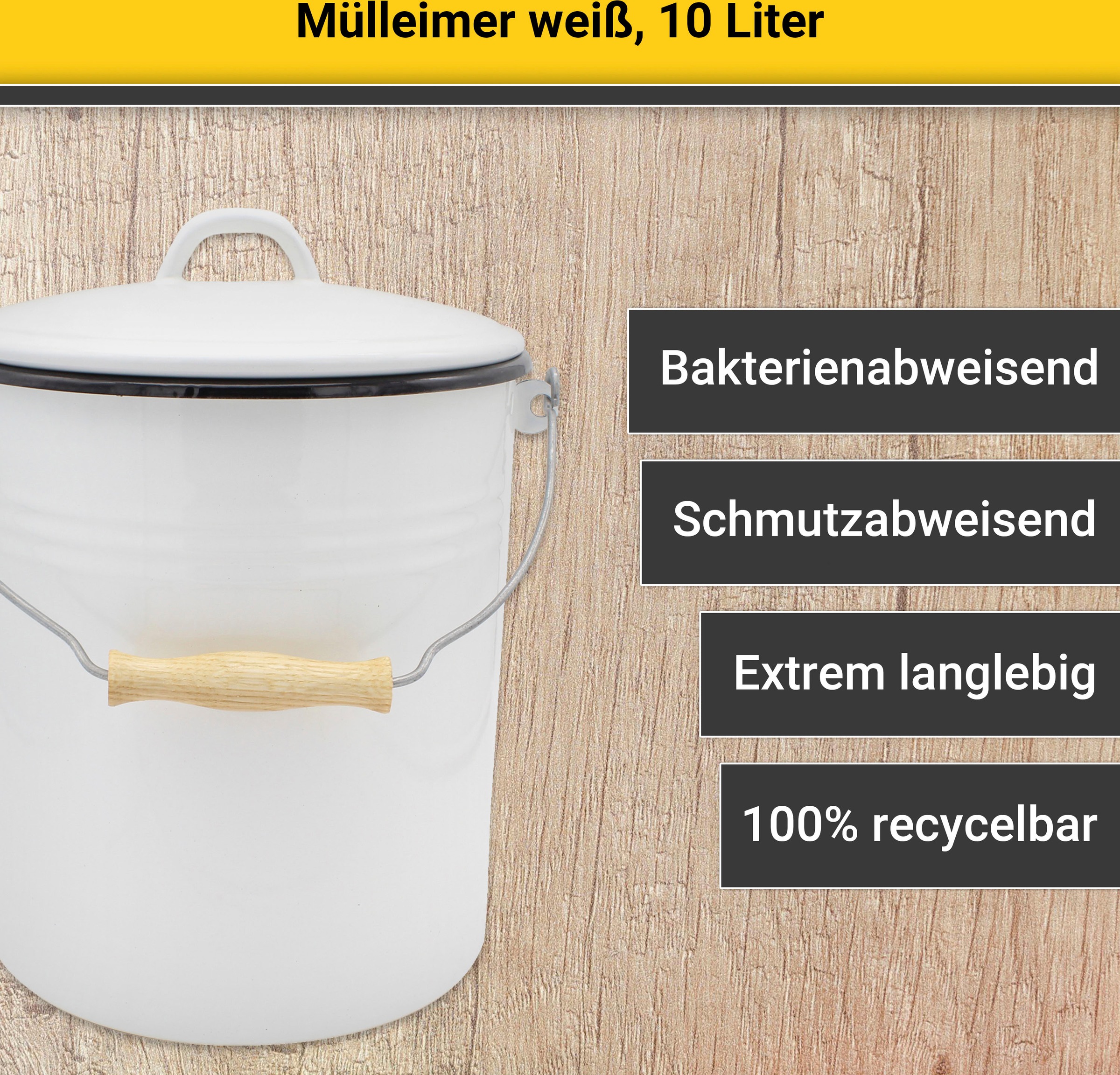 Krüger Mülleimer, schnitt- / kratzfeste Oberfläche, bakterienabweisend, extrem langlebig