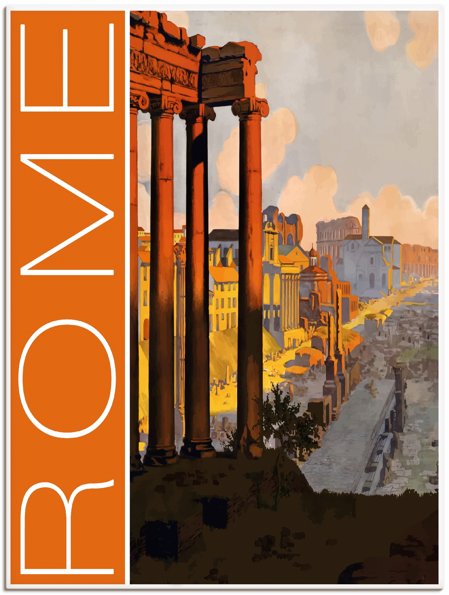 oder in (1 St.), Wandbild Artland online »Rom Vintage Wandaufkleber Größen Reiseplakat«, Alubild, als versch. Poster Italien, bestellen Leinwandbild,