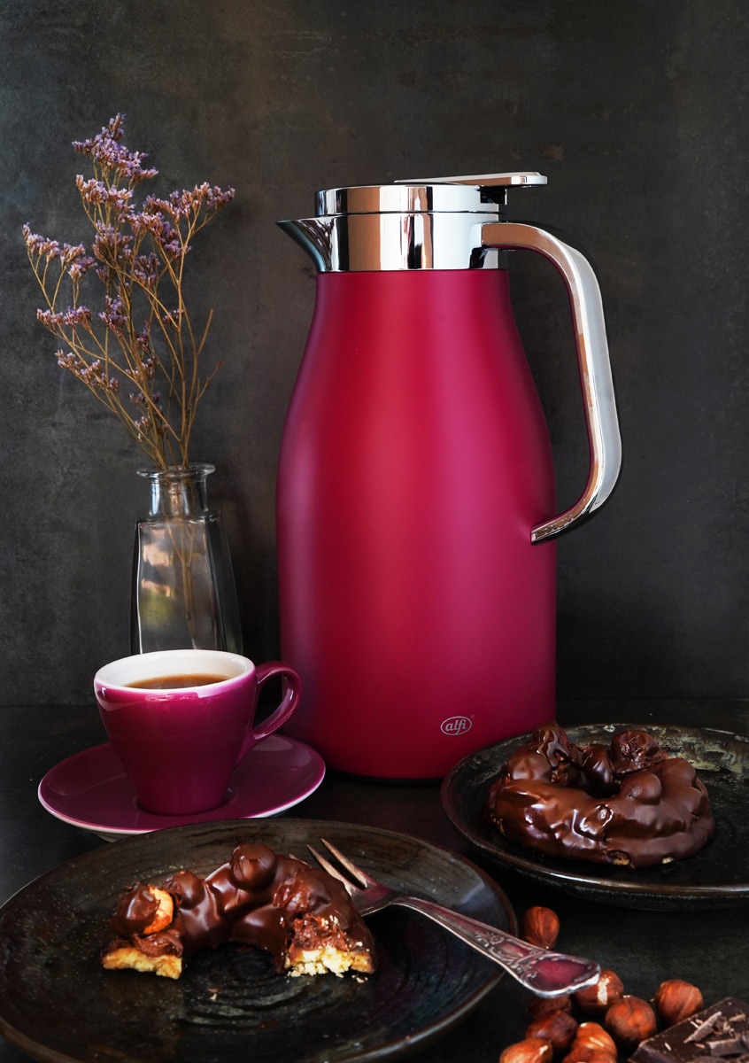 Alfi Isolierkanne »SKYLINE, mit Hartglaseinsatz und ergonomischem Griff«, 1 l, (1 St.), 12h heiß & 24h kalt, Drehverschluss mit bequemem Druckknopf