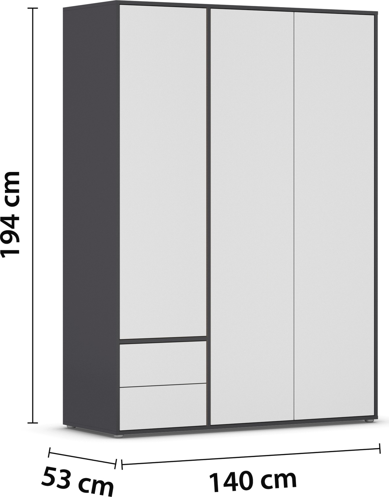 rauch Drehtürenschrank »Kleiderschrank Schrank Garderobe Wäscheschrank NABILA viel Stauraum«, (in 3 verschiedenen Ausstattungen BASIC/CLASSIC/PREMIUM), mit 2 Schubladen und Push-to-Open Funktion TOPSELLER MADE IN GERMANY