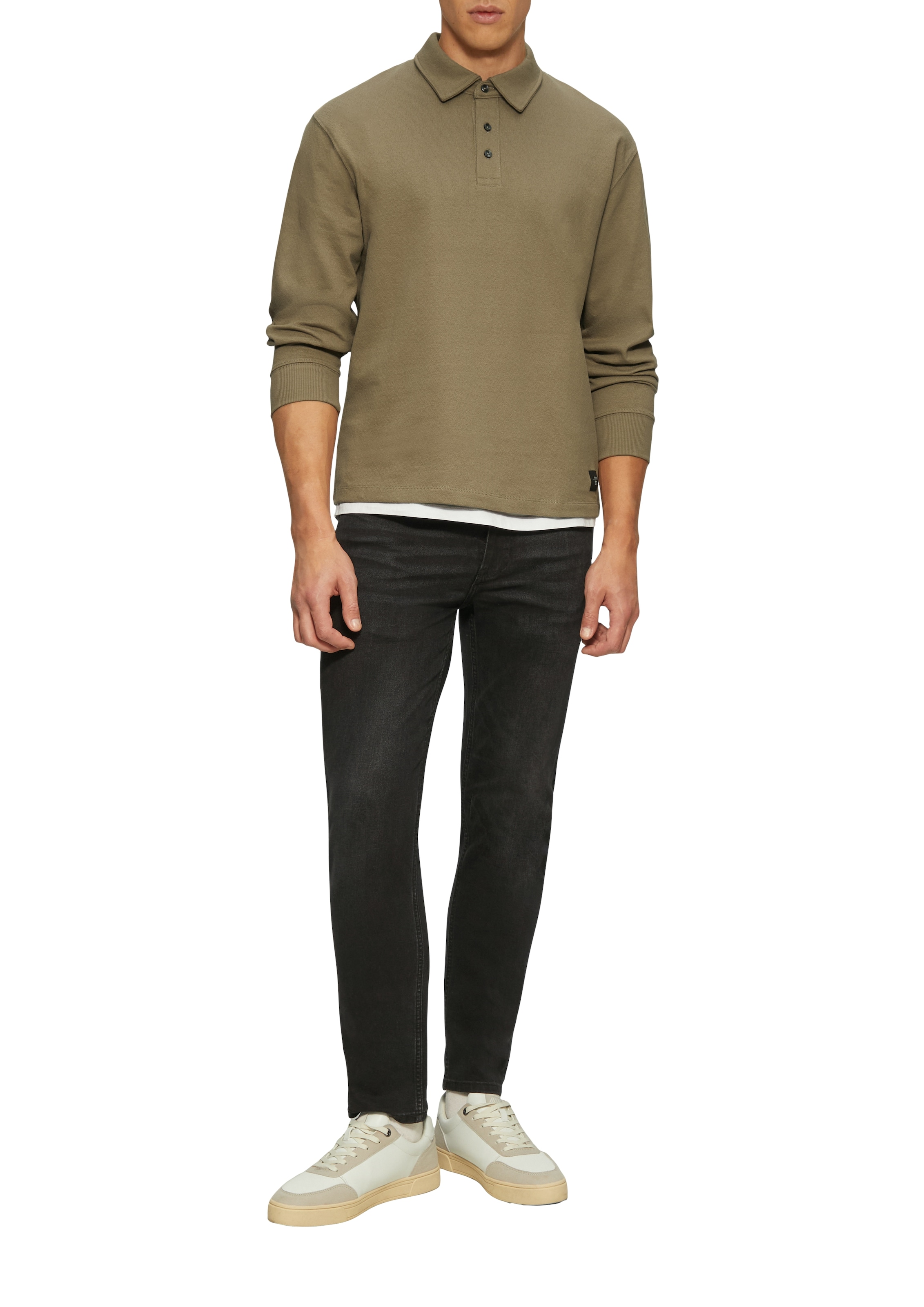s.Oliver Langarm-Poloshirt, mit Logo Stickerei am Rumpf