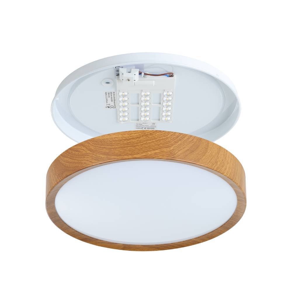 EGLO Deckenleuchte »MUSURITA Deckenlampe, Wohnzimmerlampe, Holz-Optik, Stahl + Kunststoff«, 1 flammig, Leuchtmittel LED-Modul | LED wechselbar, LED Deckenlampe, Wohnzimmer, Schlafzimmer, Küche, Flur, modern, 34x6cm