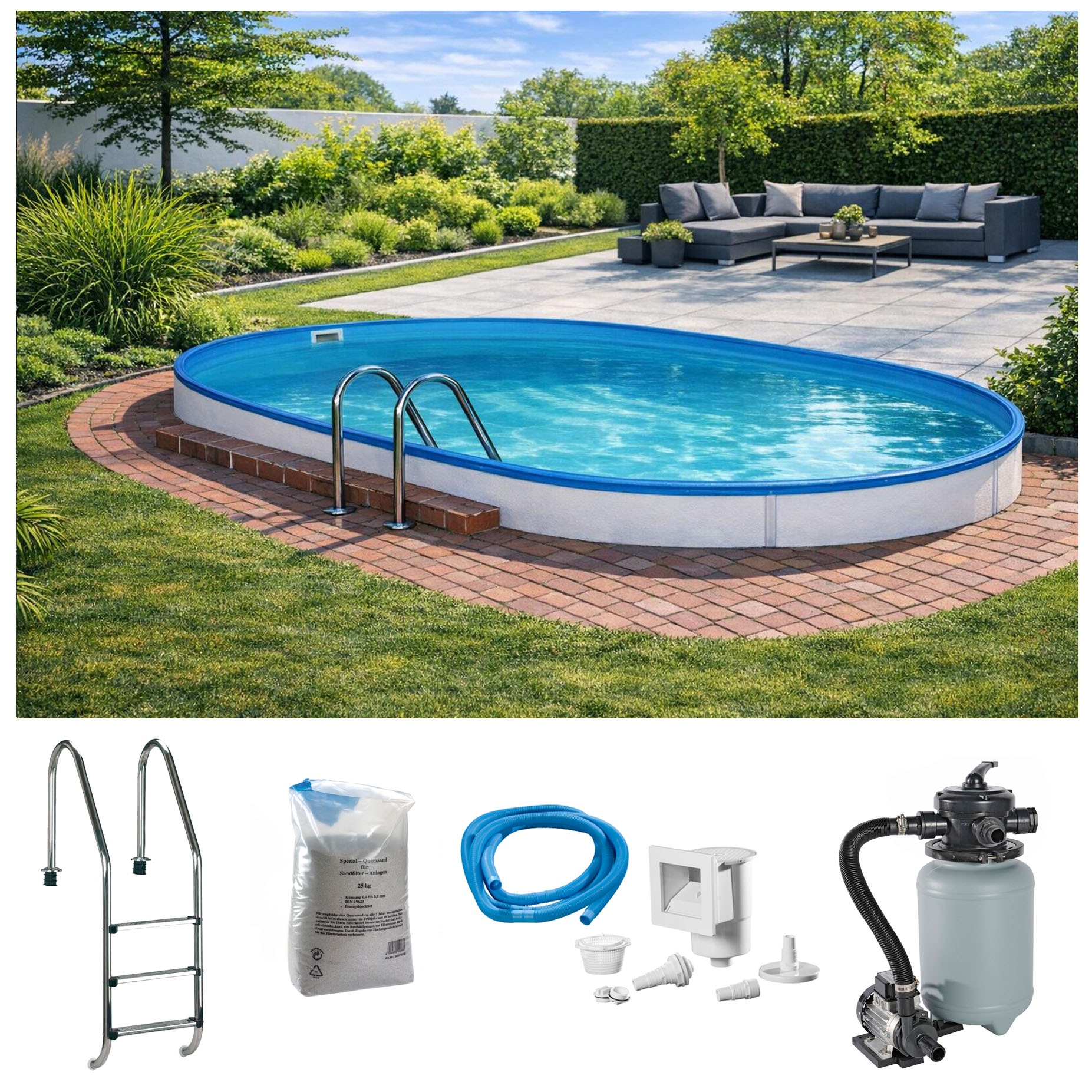 KONIFERA Ovalpool »Lanzarote I« 5-tlg., BxLxH: 250x450x110 cm