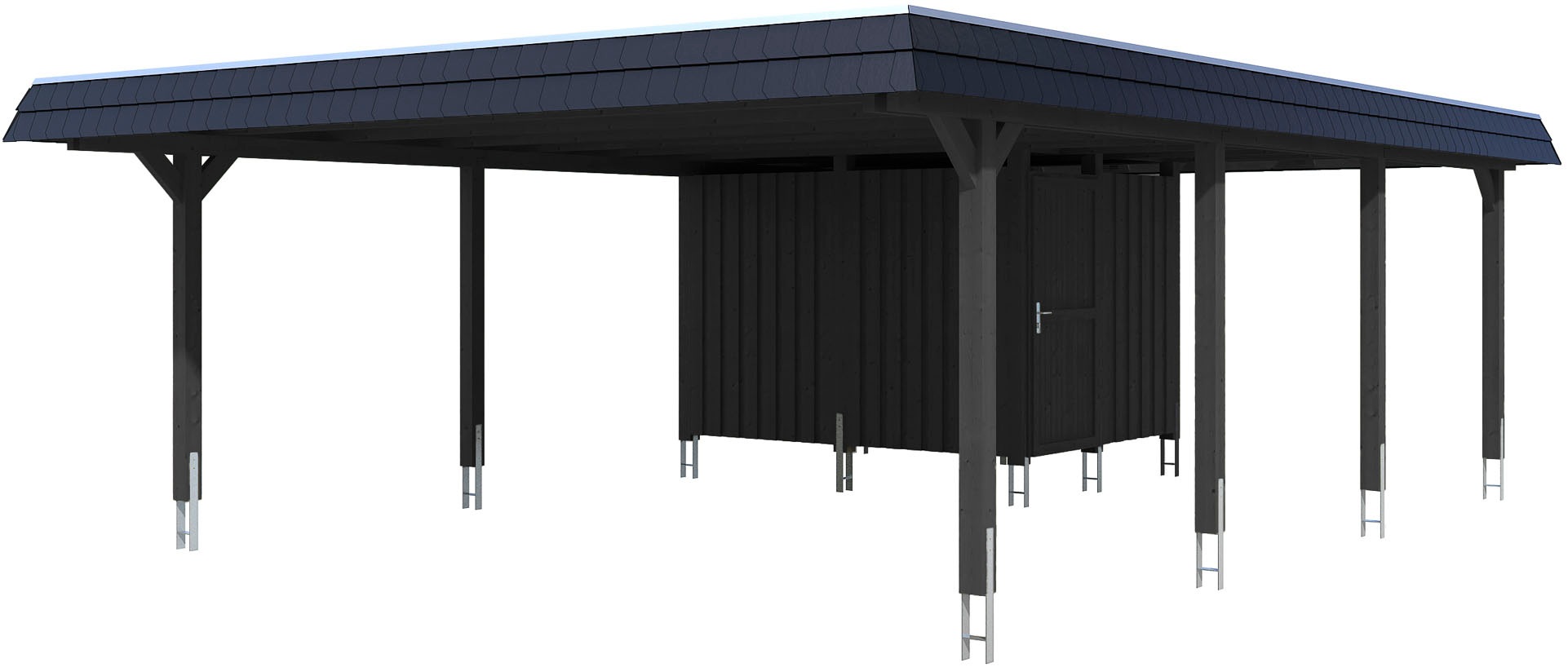 Skanholz Doppelcarport »Wendland«, Holz, 550 cm, Anthrazit, schwarze Blende