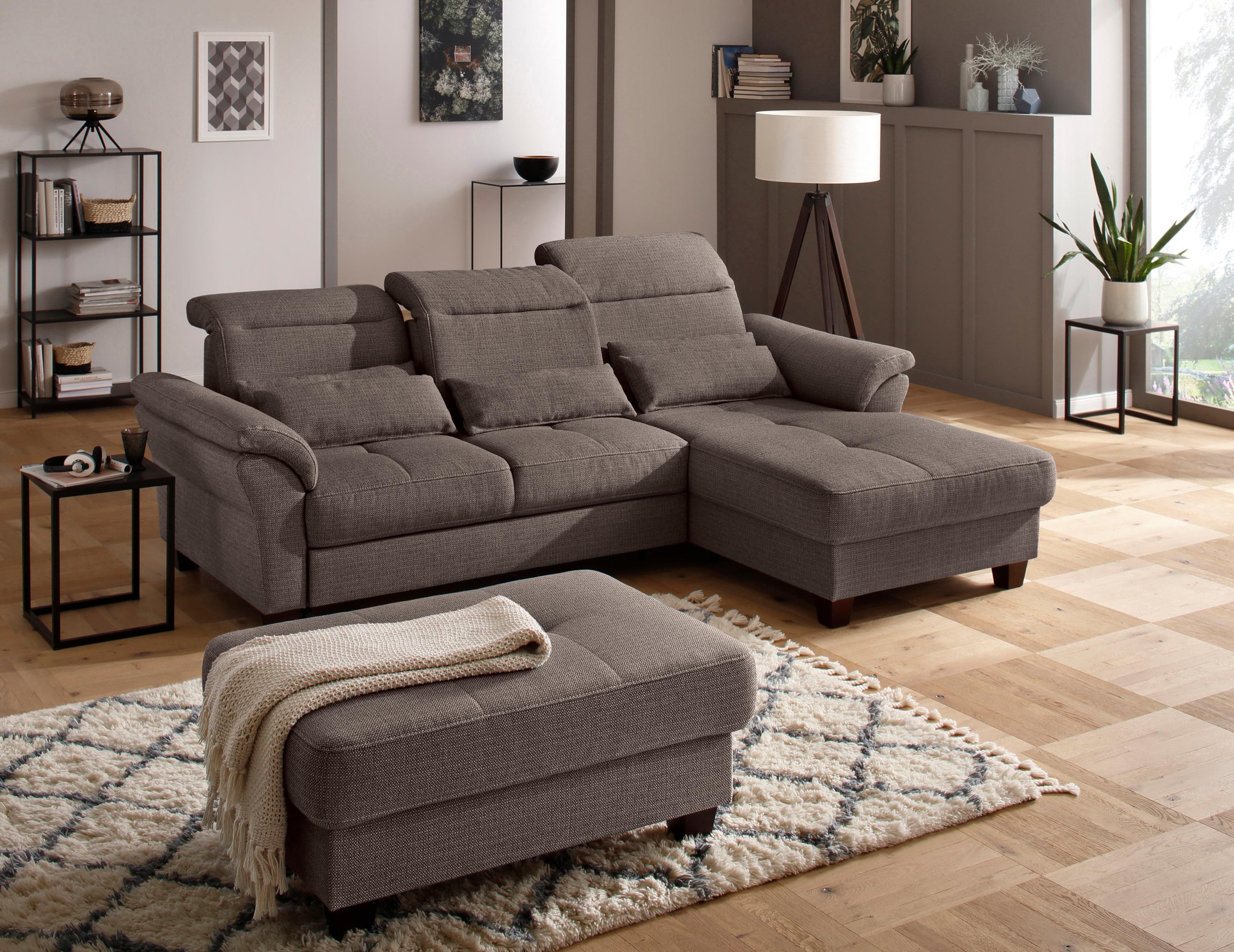 Home affaire Ecksofa »Solvei L-Form«, mit Recamierenabschluß und Sitztiefenverstellung