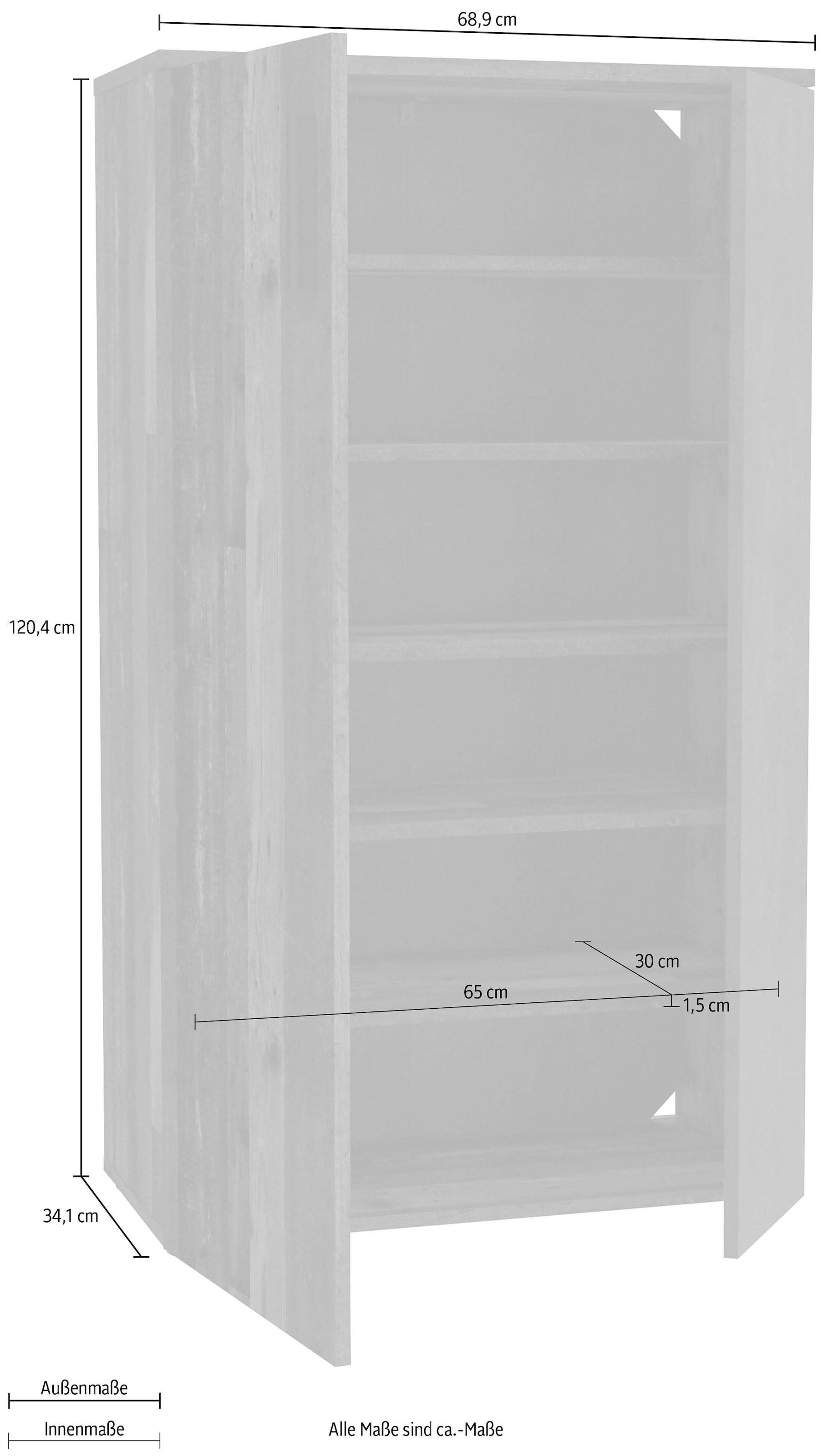 FORTE Schuhschrank »Boots«, (B/T/H 69/34/120 cm), Schuhkommode ca. 18 Paar Schuhe, Breite ca.69cm
