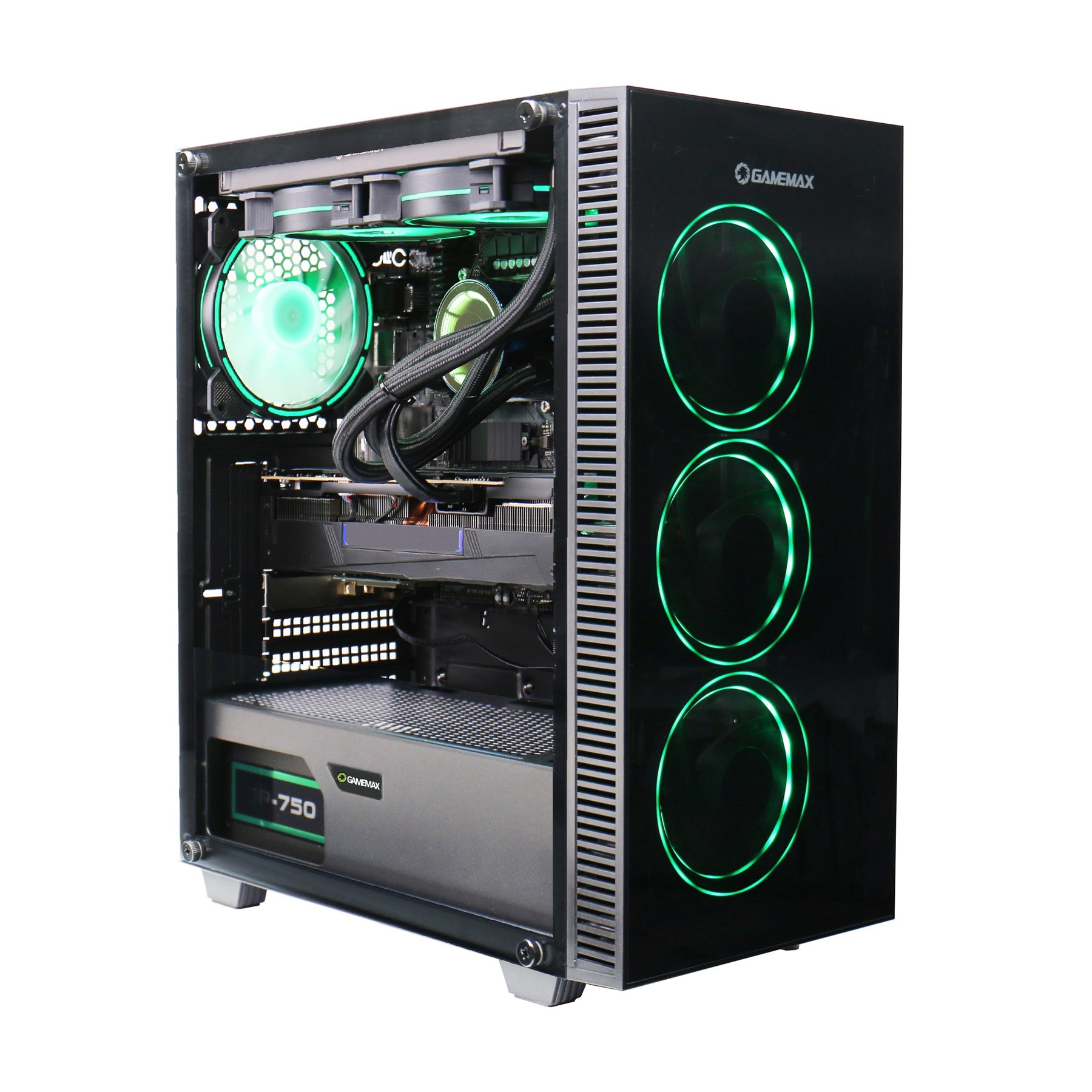 GAMEMAX Gaming-PC »Draco XD 7981 AMD Ryzen 7 9700X 16GB DDR5 1TB SSD RX 9070 XT« Windows 11, DDR5 RAM, Wasserkühlung