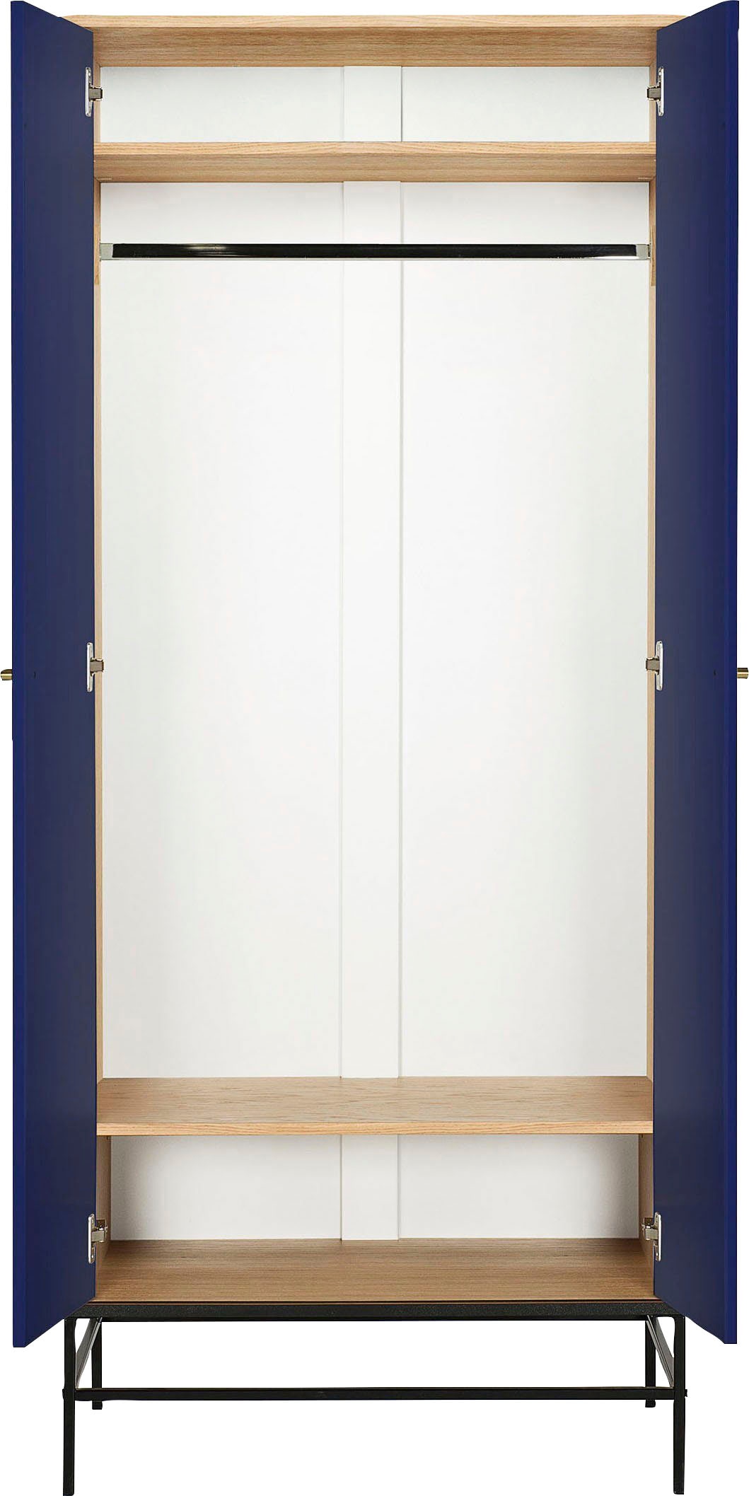 andas Drehtürenschrank, Fräsungen in den Fronten, goldene Griffe