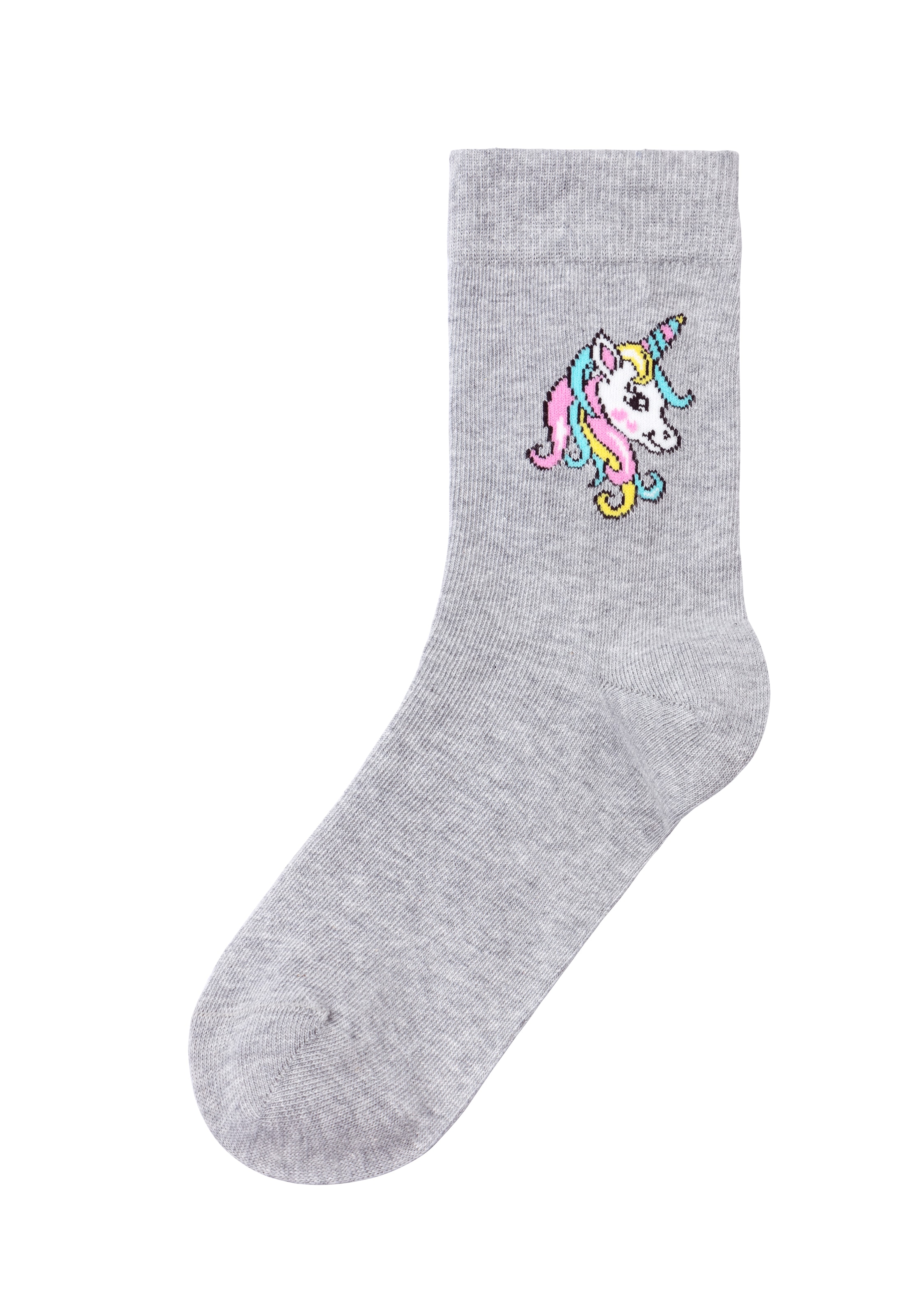 H.I.S Basicsocken, (Packung, 4 Paar), mit Einhorn Motiven