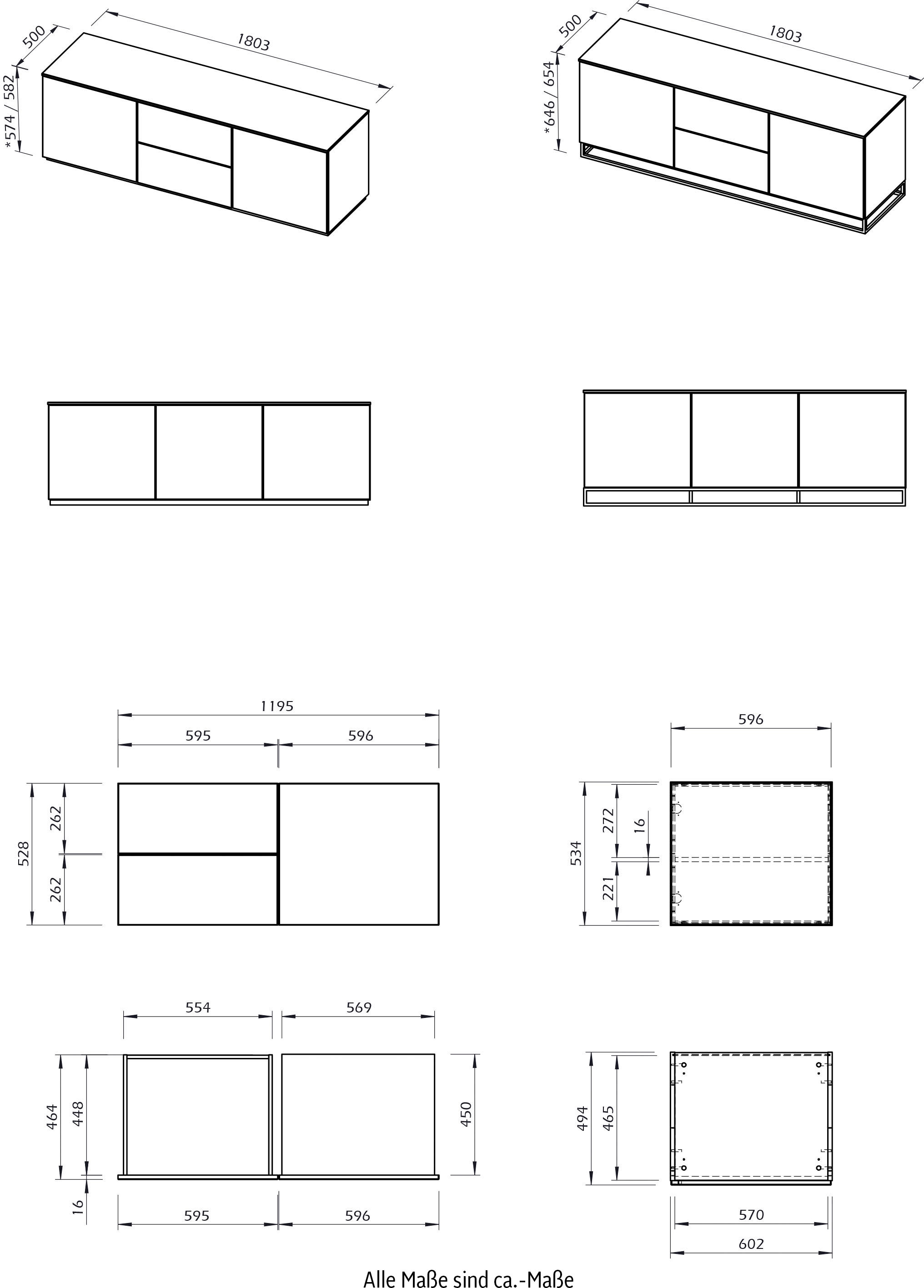 TemaHome Lowboard »Join«, Kommode mit viel Stauraum, Breite 180 cm