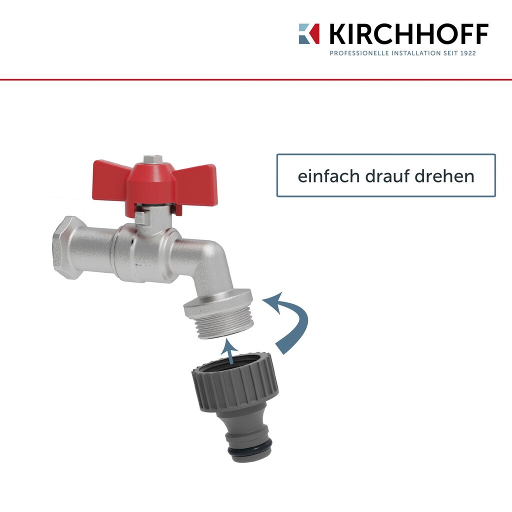 Kirchhoff Hahnstück, Wasserhahn, Tropfschlauch, 3/4", Drip-Bewässerung im Garten