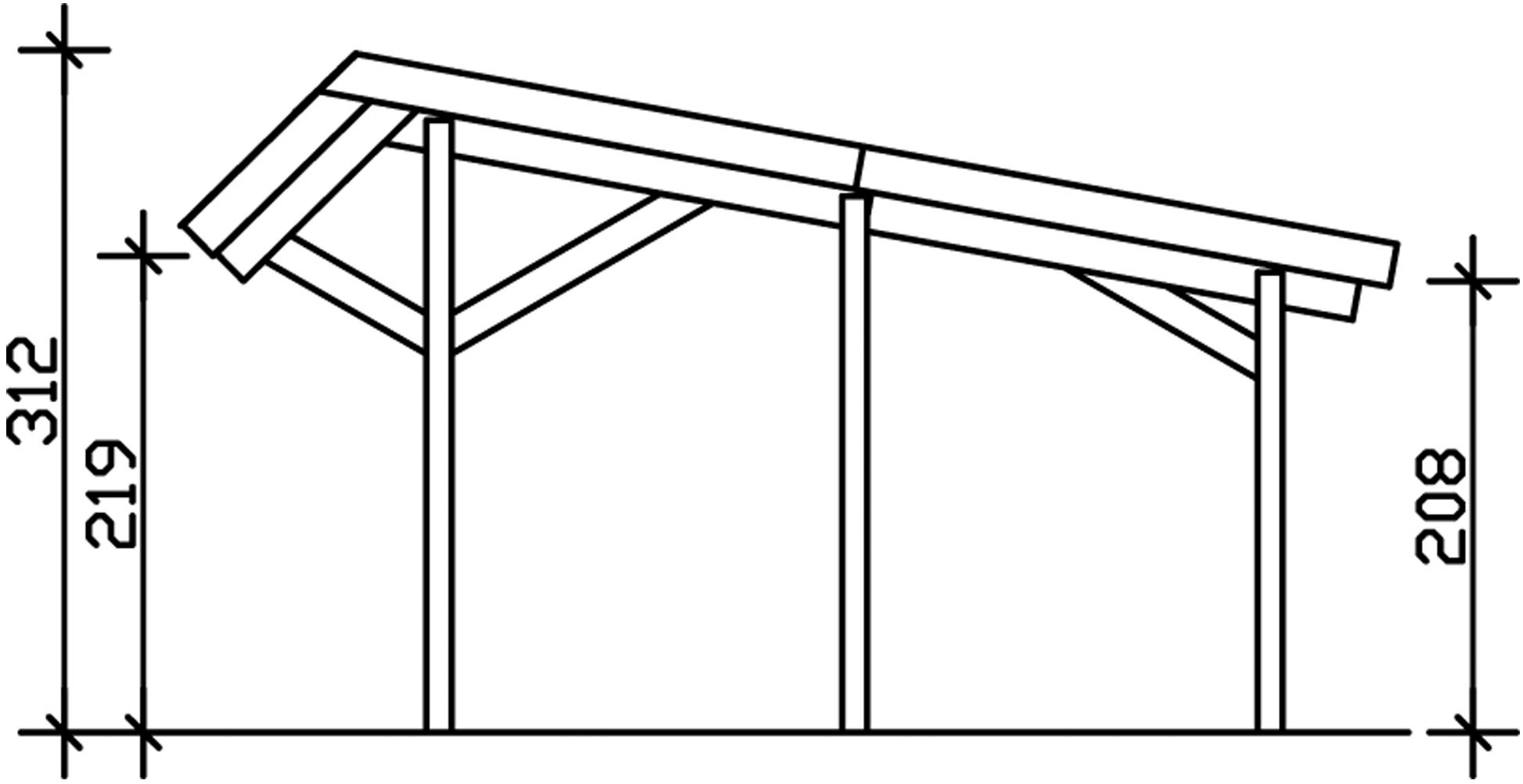 Skanholz Einzelcarport »Harz«, Nadelholz, 291 cm, Nussbaum, mit schwarzen Schindeln