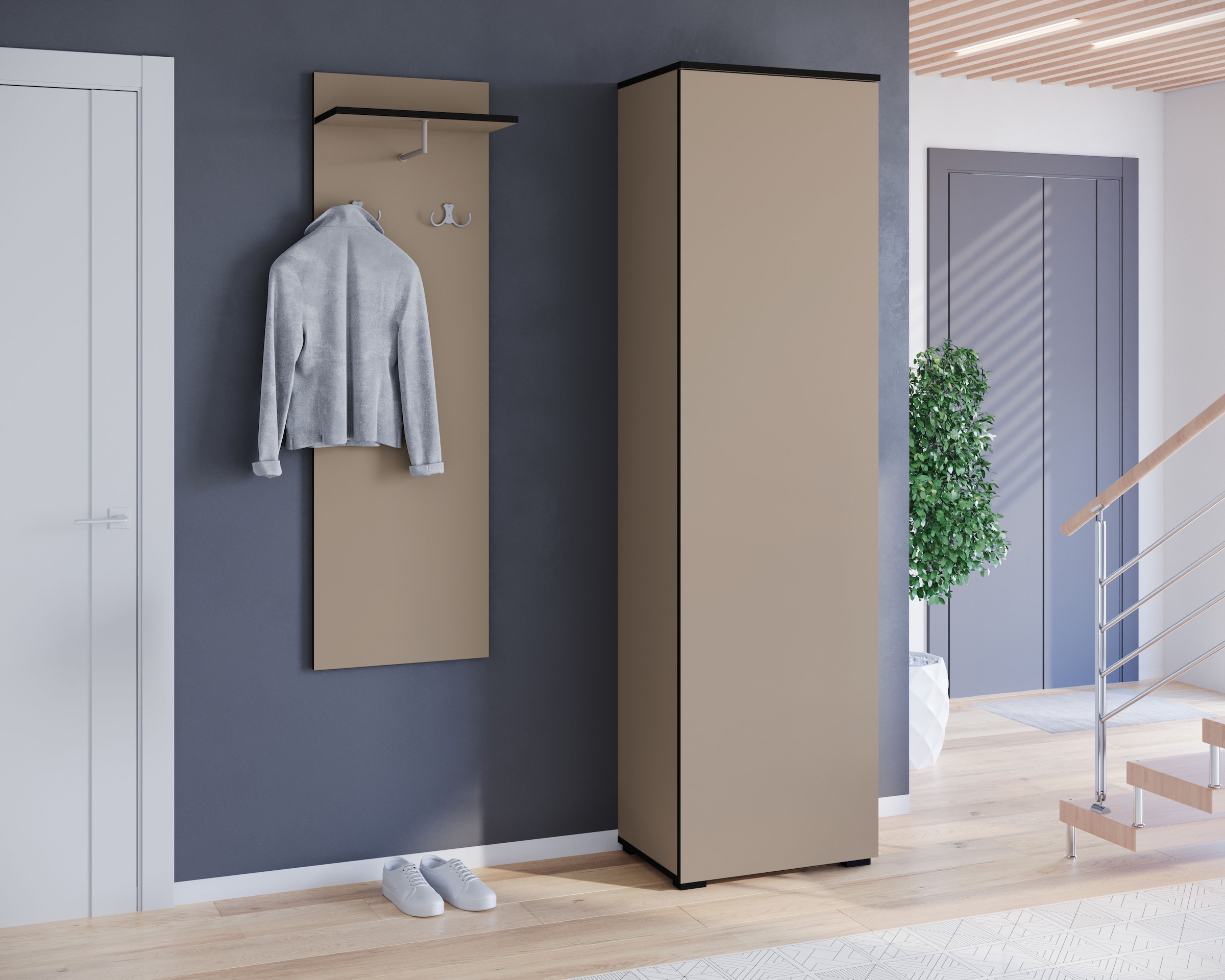 INOSIGN Schuhschrank »Paris, stehend oder hängend montierbar, Türanschlag wechselbar«, moderne Garderobenschrank Höhe 180cm, 6 geräumiger Fächer