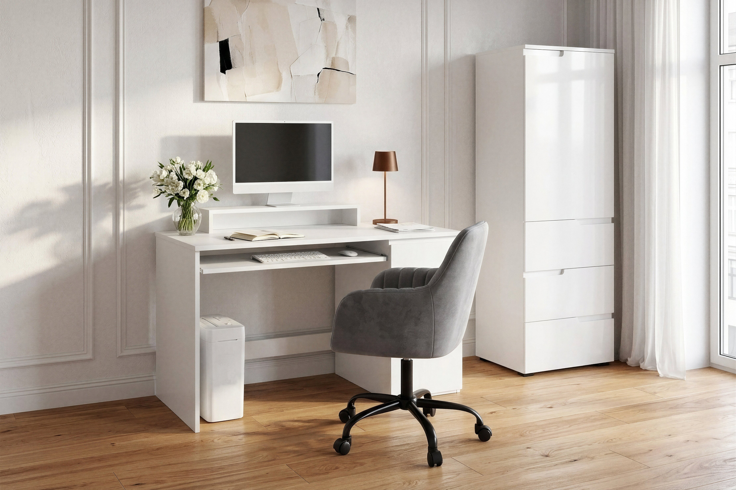 OTTO home Schreibtisch »Jarvie« mit Tastaturauszug, mit Monitoraufsatz, mit Schublade, Tiefe: 50cm