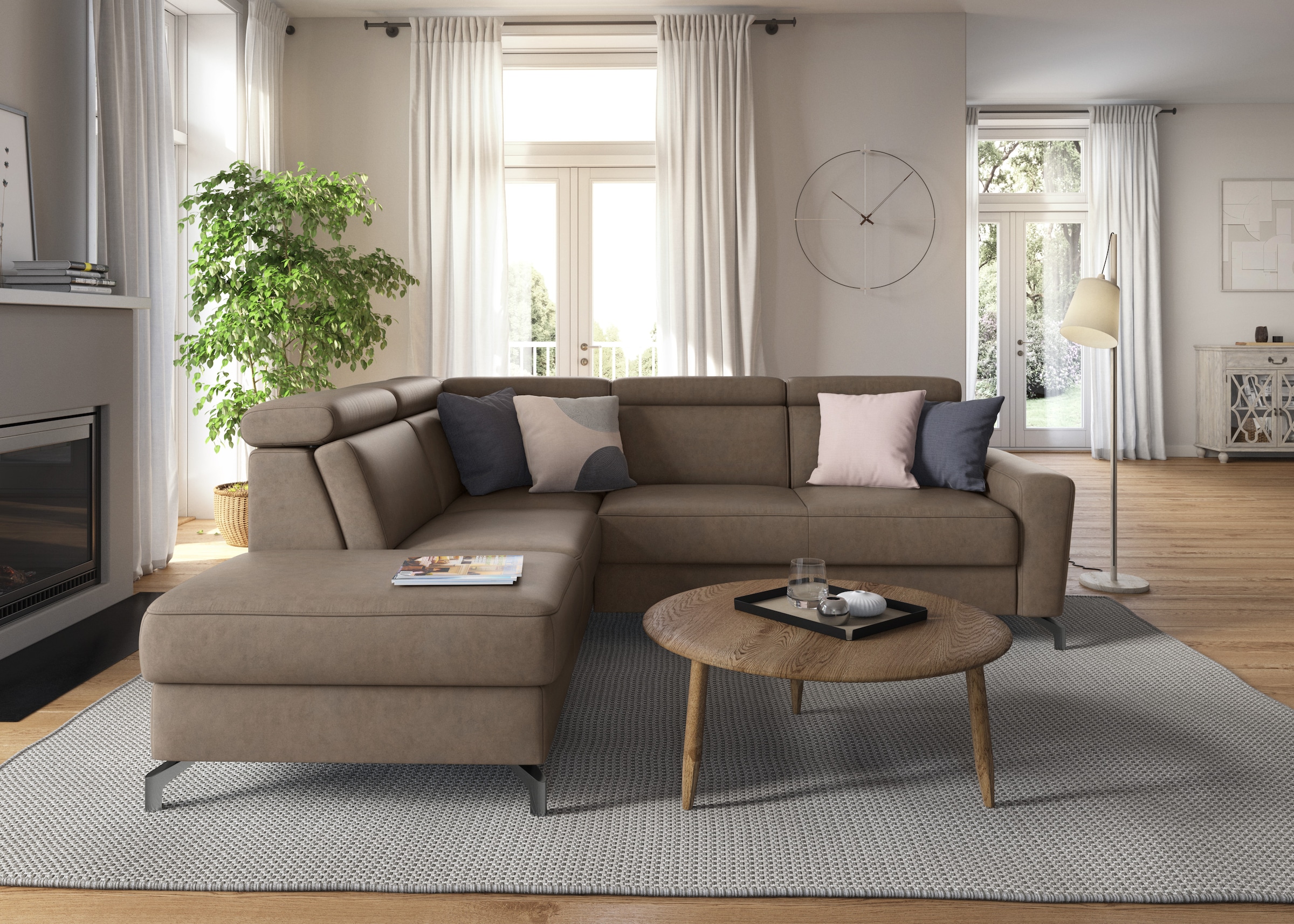 sit&more Ecksofa »Scarlett L-Form«, inklusive Kopfteilverstellung, wahlweise mit Bettfunktion, Bettkasten