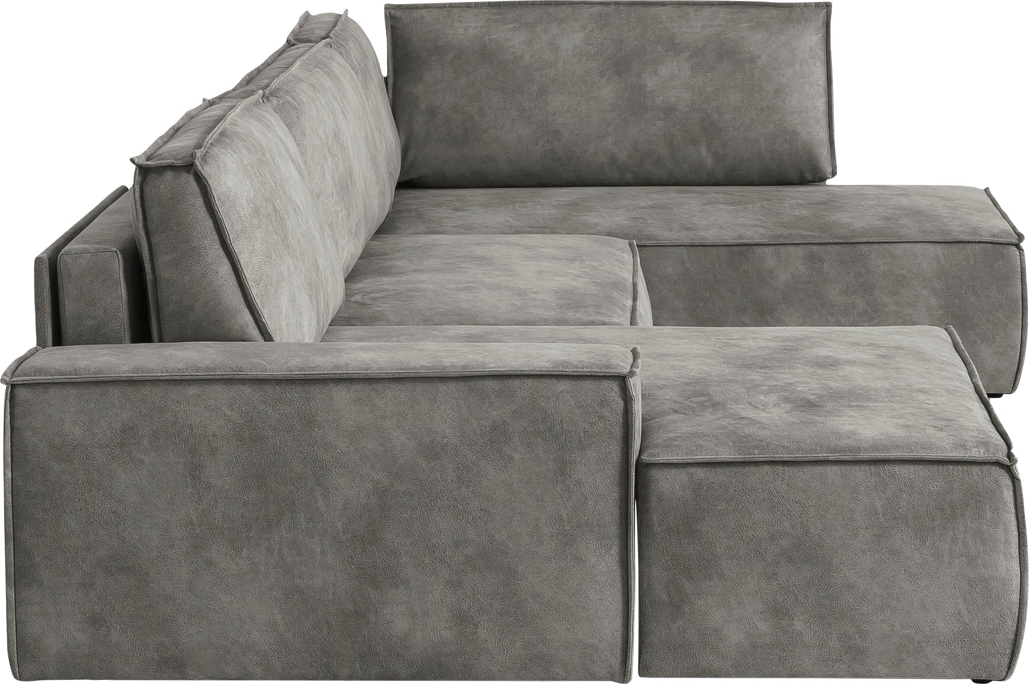 Home affaire Wohnlandschaft »SHERWOOD 329 cm, U-Form, Schlafsofa,«, Schlaffunktion m. Bettkasten (194x139 cm), Cord, Vintage, Samtvelours