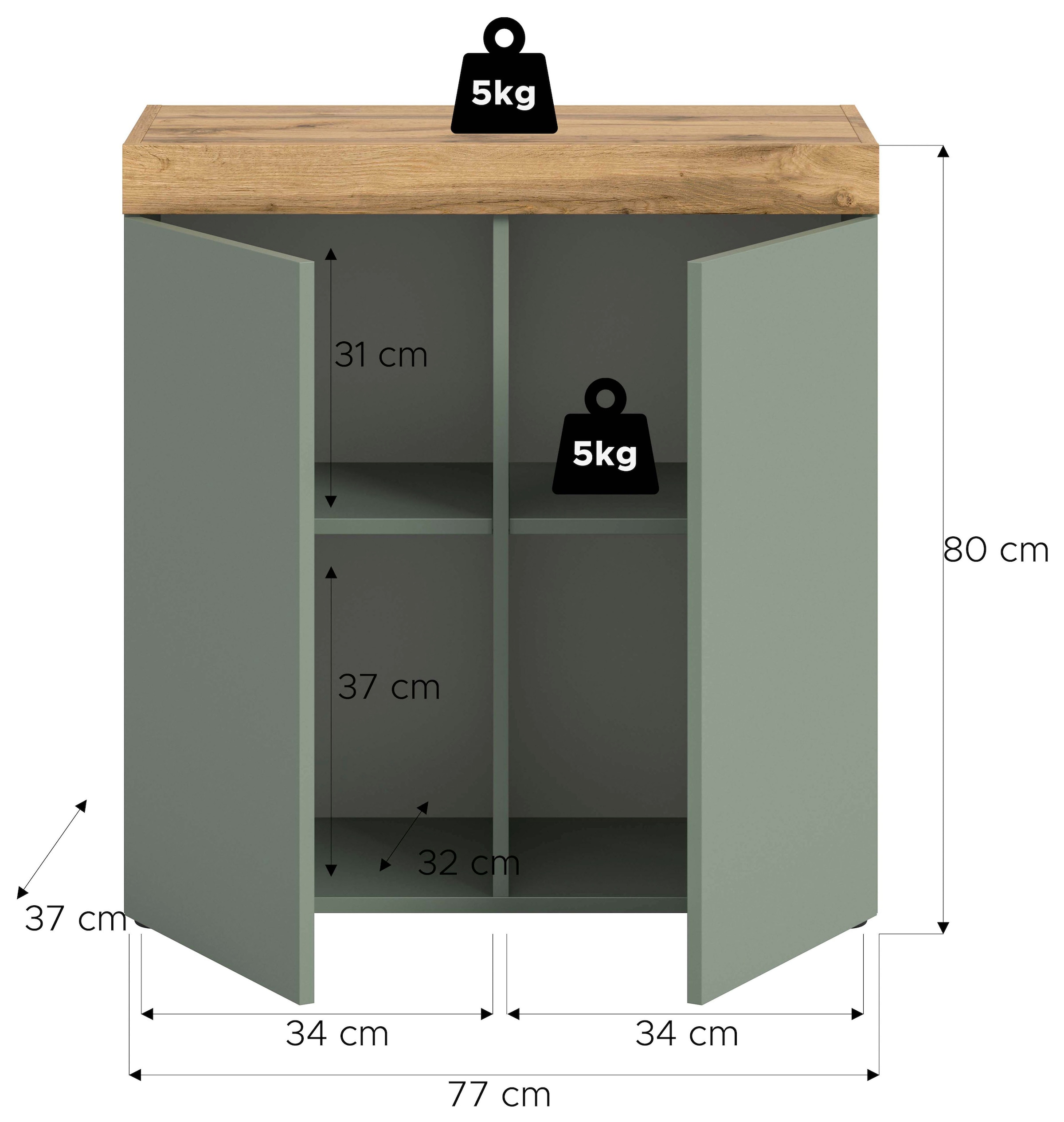 OTTO home Kommode »MAMBO, Breite 77cm, 2 Türen, 4 Fächer, push-2-open« 2 farbige Ausführung, in verschiedenen Farben erhältlich, 1 Stk. tlg. Kommode, Anrichte, Wohnzimmer, Schlafzimmer