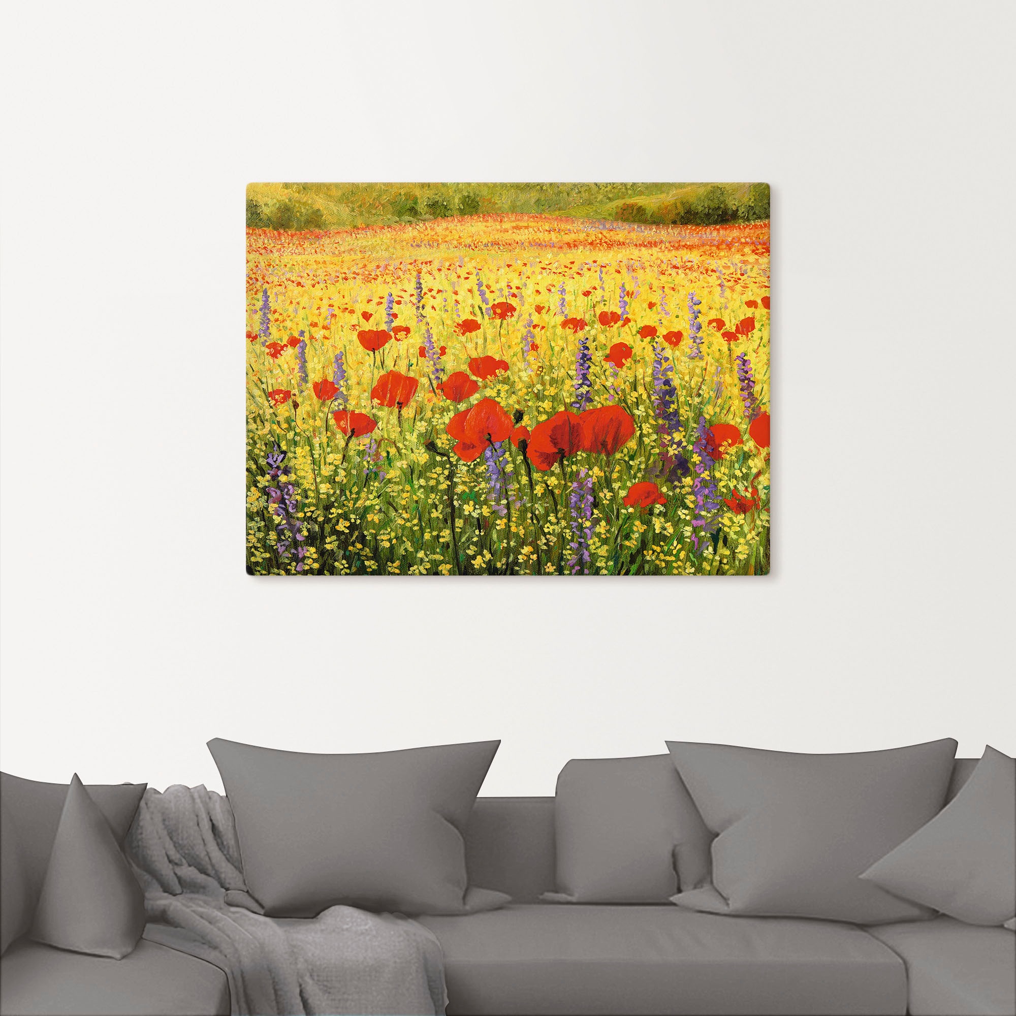 Artland Leinwandbild »Mohnblumenfeld« Felder 1 Stk. tlg. auf Keilrahmen ges günstig online kaufen