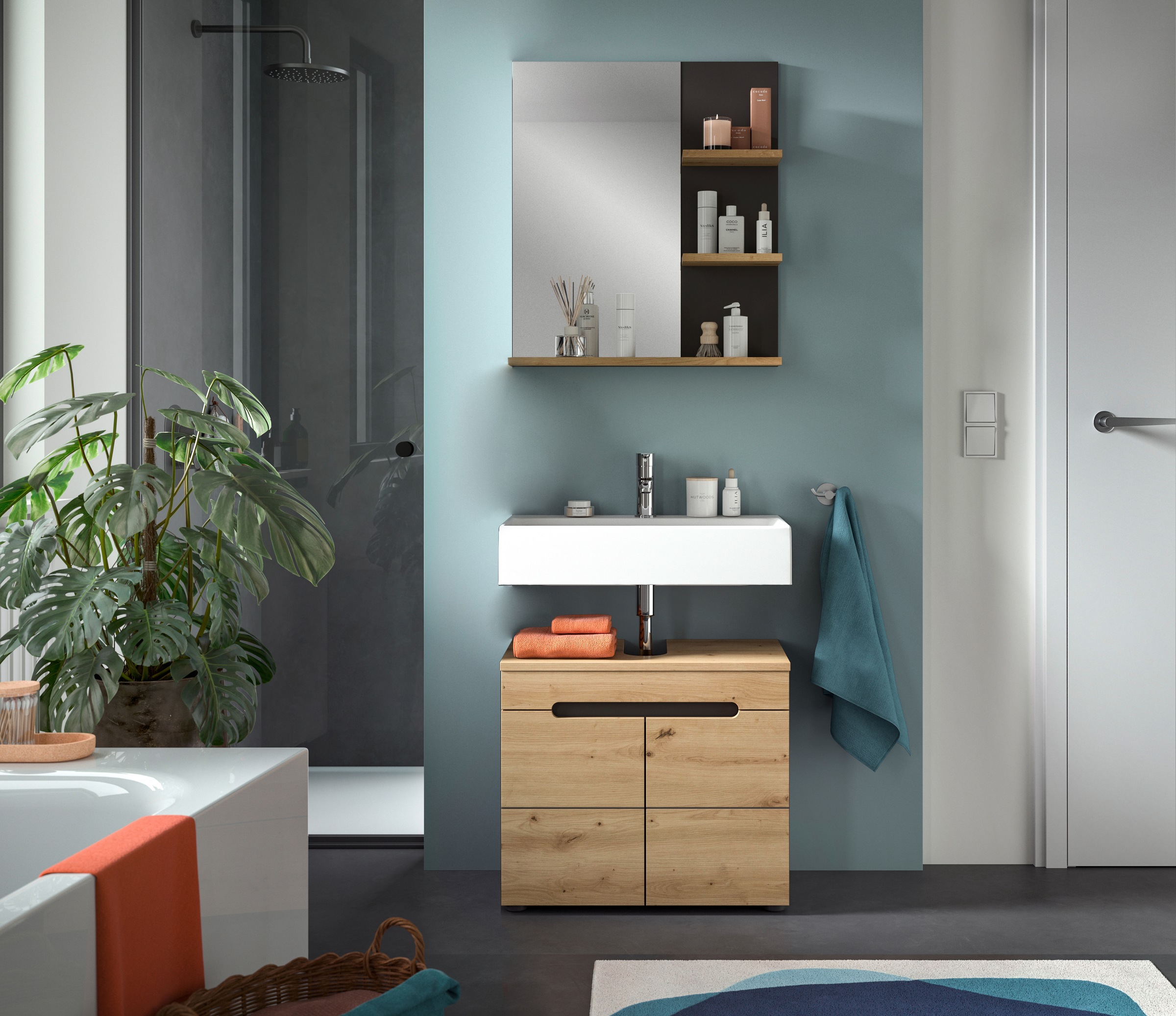 INOSIGN Badmöbel-Set »REHAT, 2-teilig, Breite 63 cm, mit grifflosen Fronten günstig online kaufen