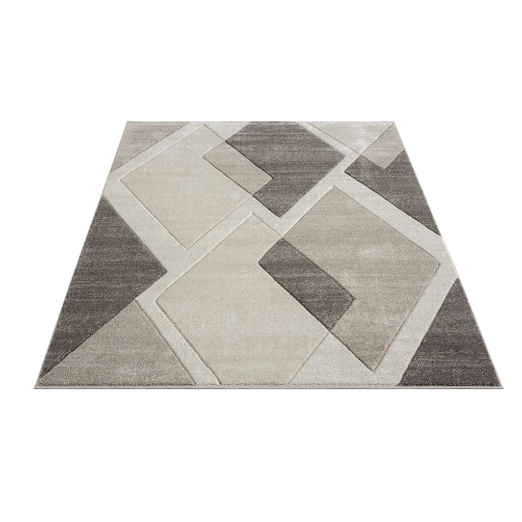 Carpet City Teppich »BONITO 7167«, rechteckig, 11 mm Höhe, Läufer, Flachflor, Hochtief-Muster/ 3D-Effekt, Geo-Muster, Wohnzimmer